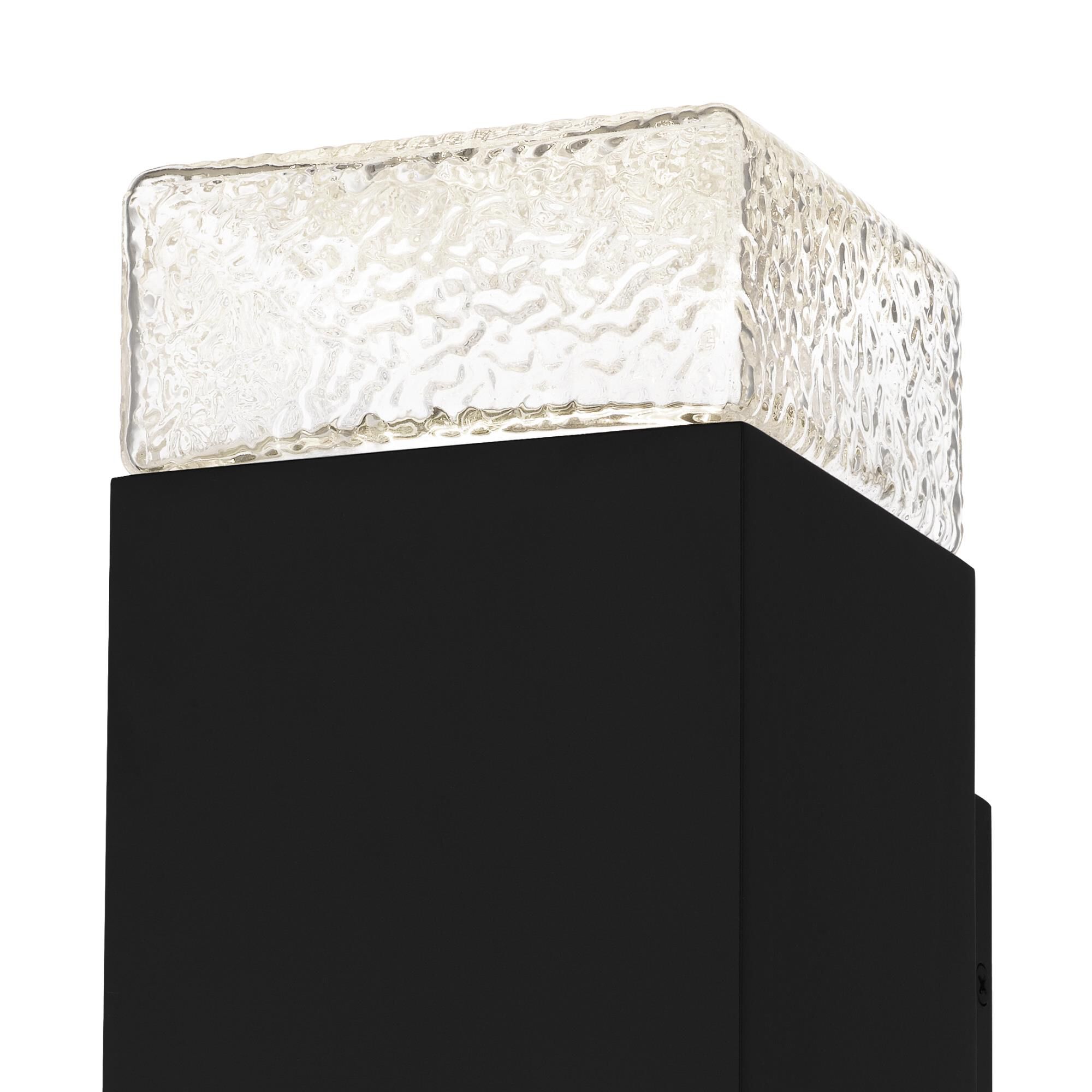 Shown in Matte Black finish and Clear Textured Glass shade