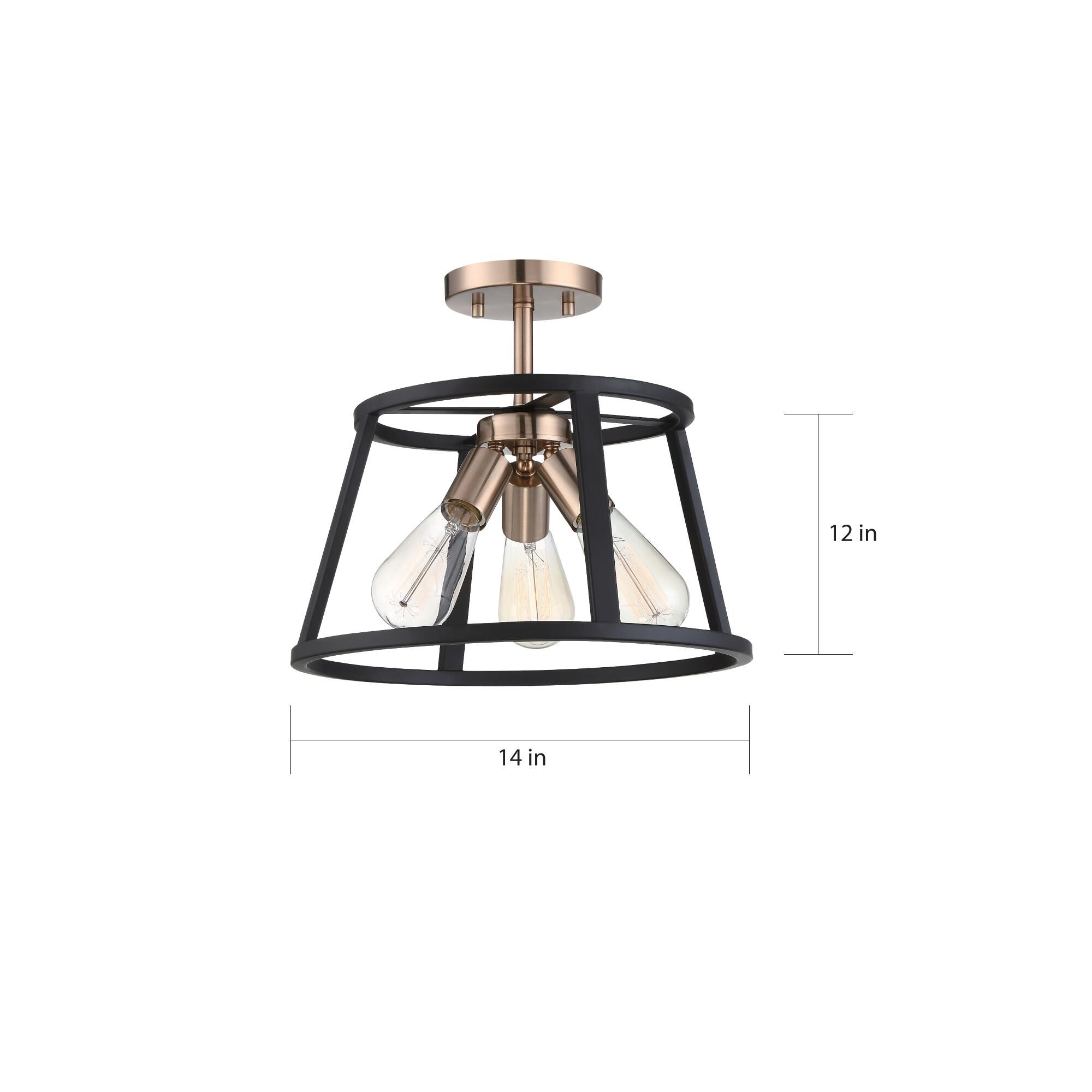 Chassis 14 Inch 3 Light Semi Flush Mount by Nuvo Lighting