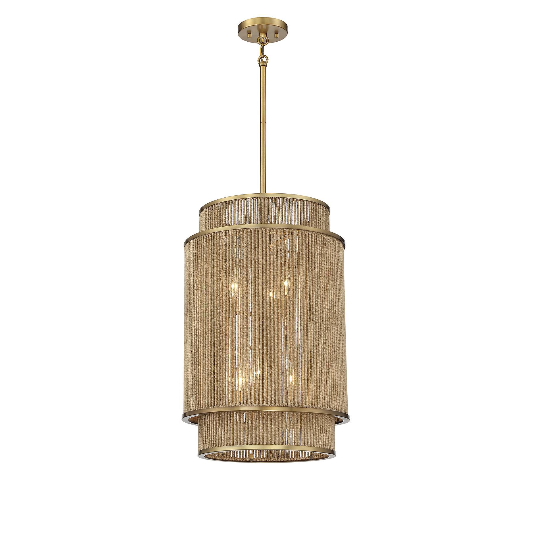 Shown in Warm Brass And Rope finish and Rope shade