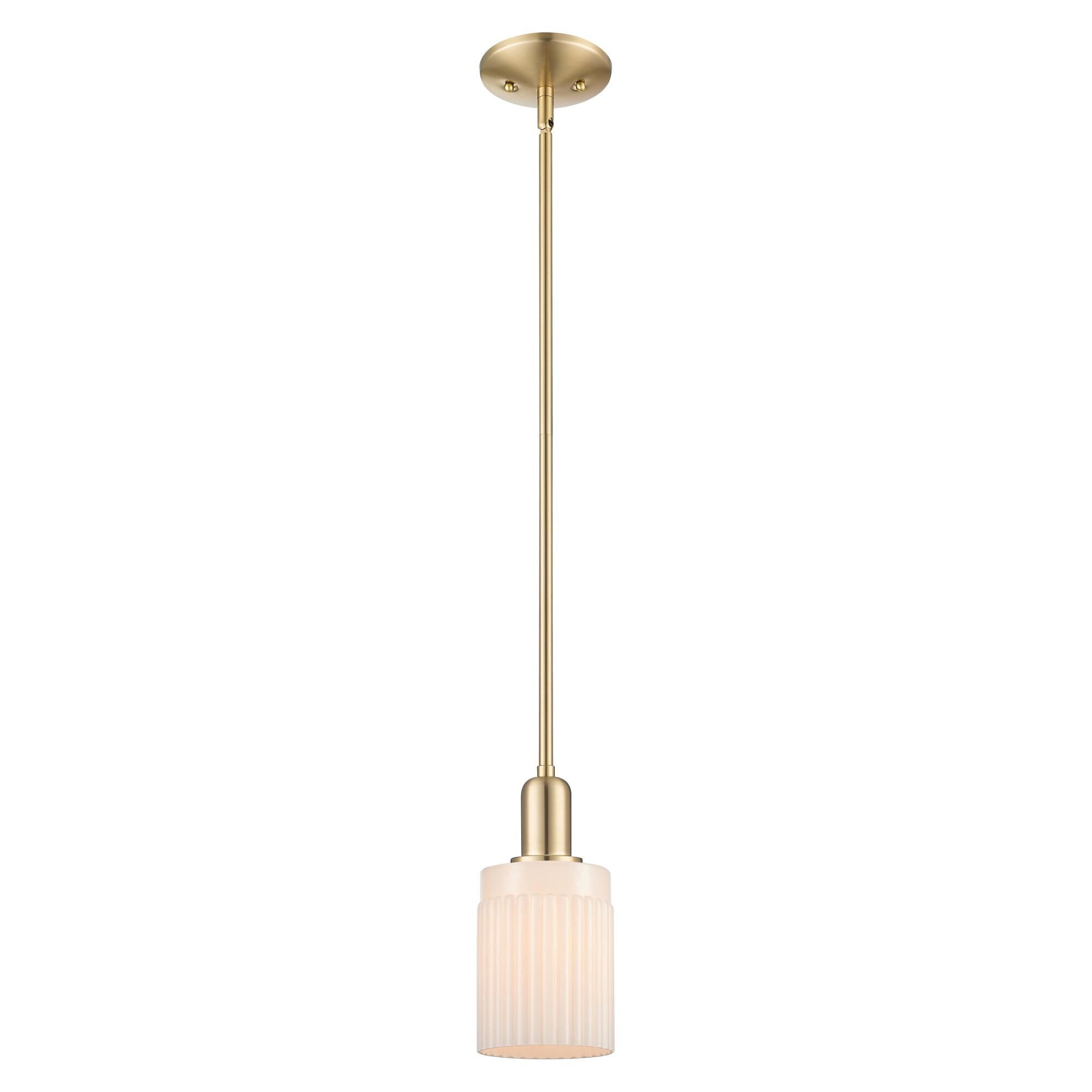 Shown in Champagne Bronze finish and Matte White glass