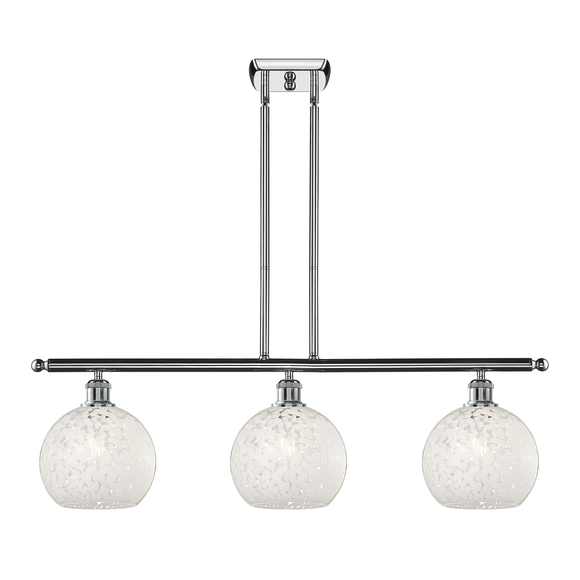 Shown in Polished Chrome finish and White Mouchette glass