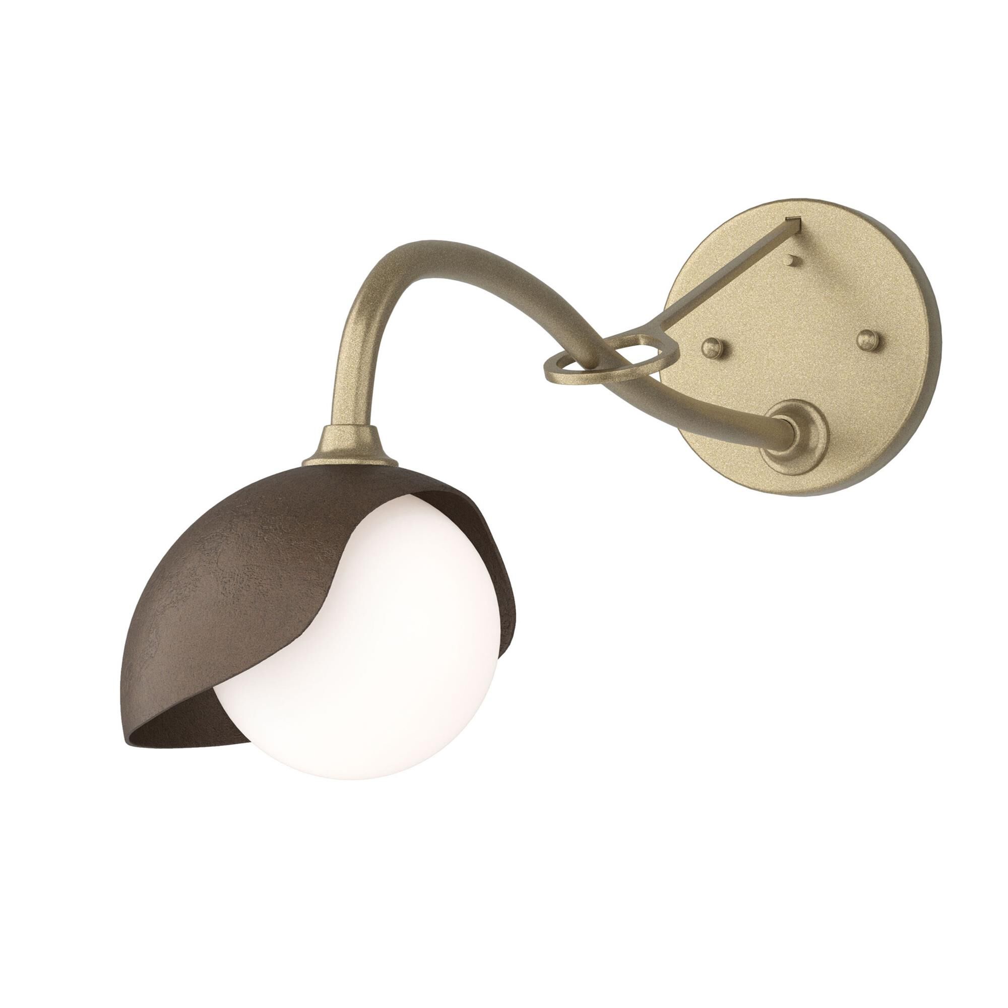 Shown in Soft Gold finish and Opal glass and Bronze (05) accent