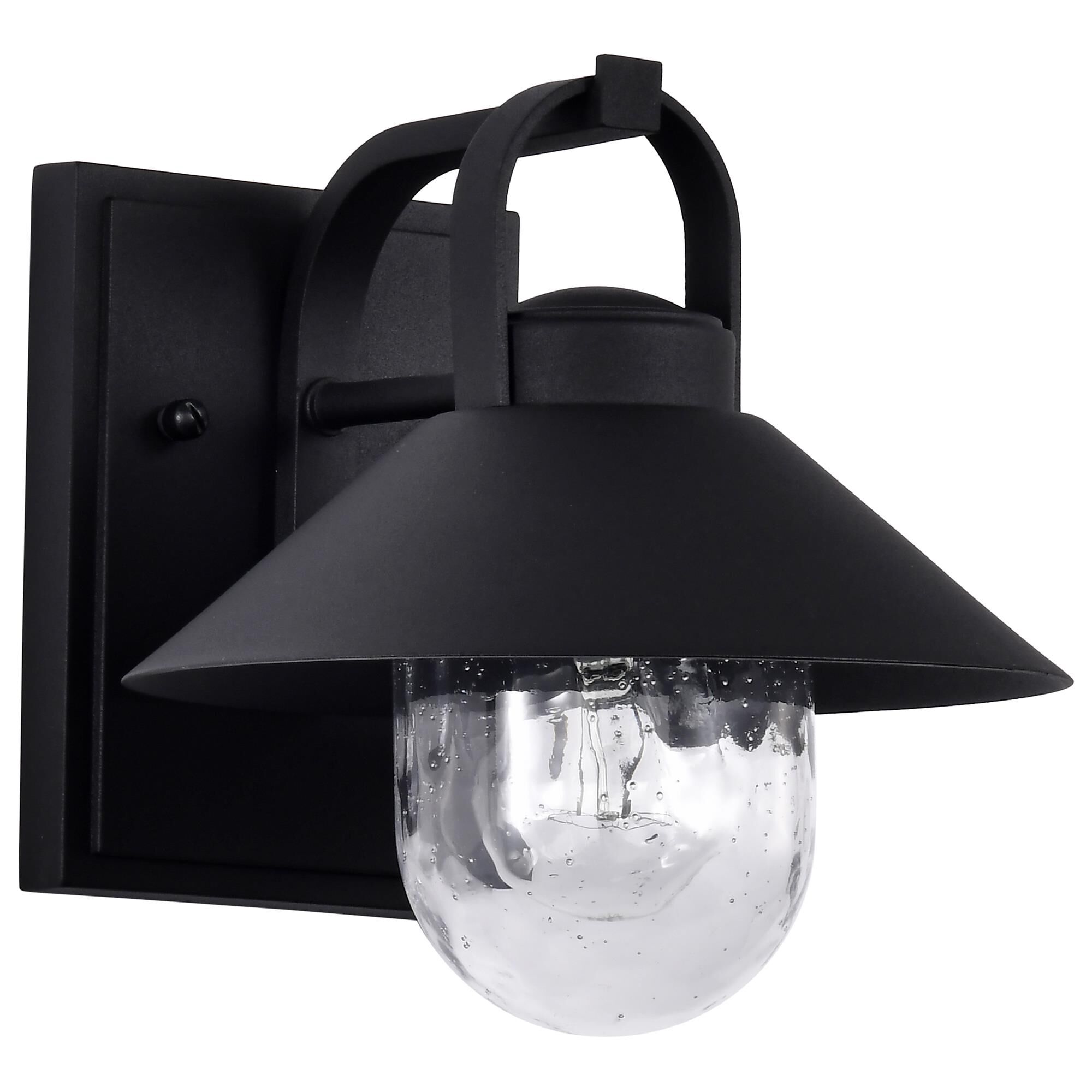 Shown in Black finish and Clear Seeded glass