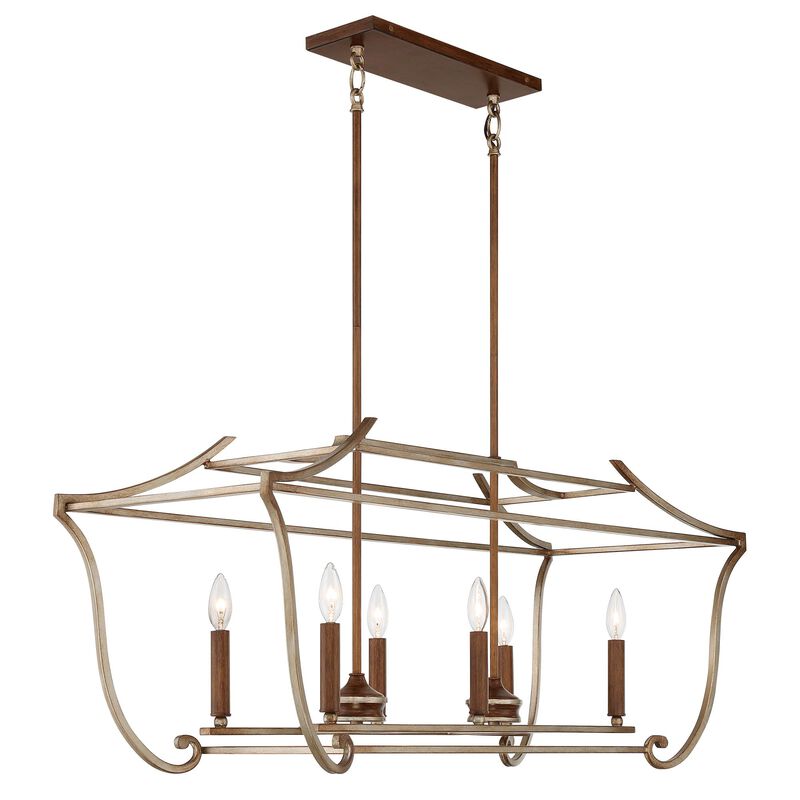 Magnolia Manor 42 Inch 6 Light Linear Suspension Light by Metropolitan Lighting