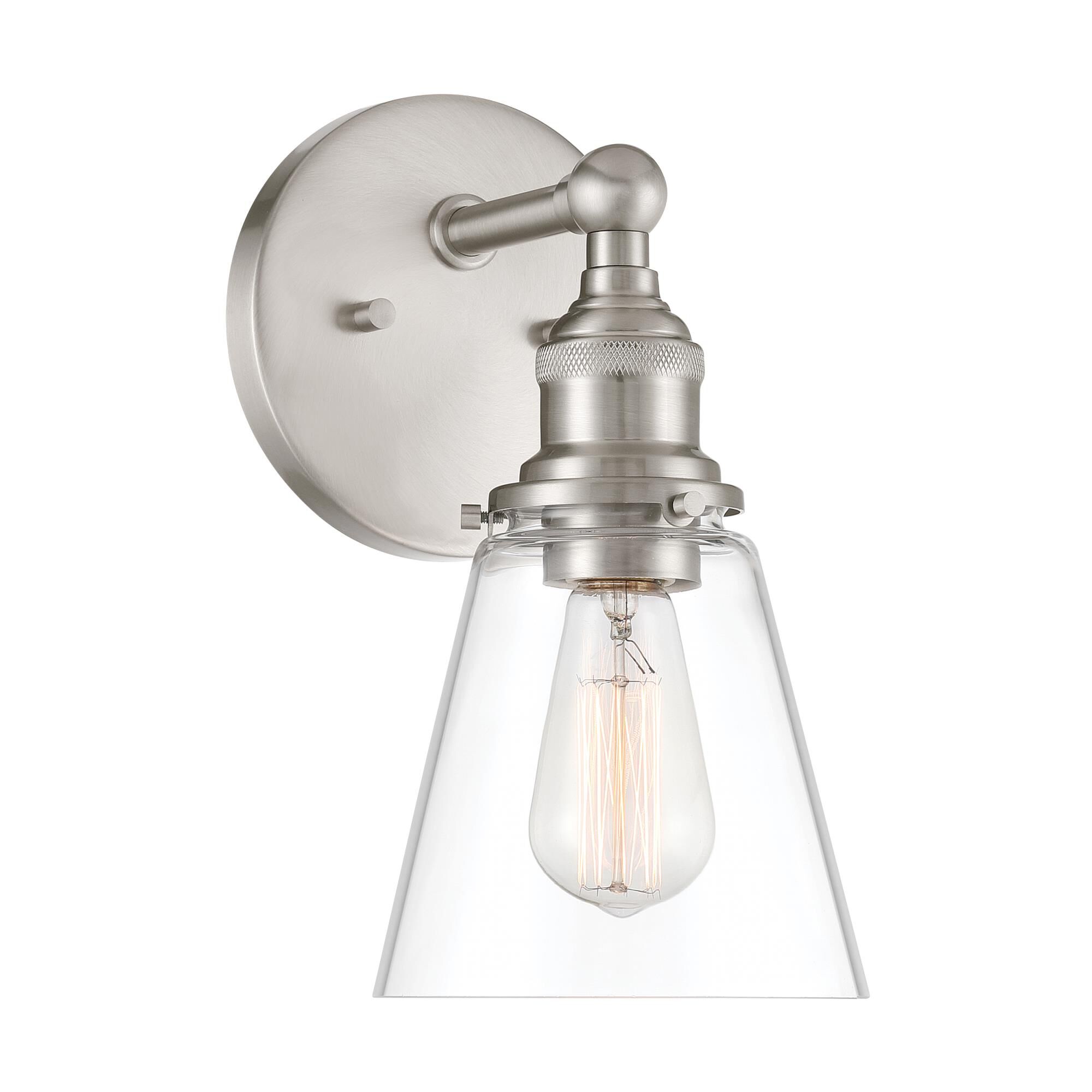 Shown in Brushed Nickel finish and Clear glass