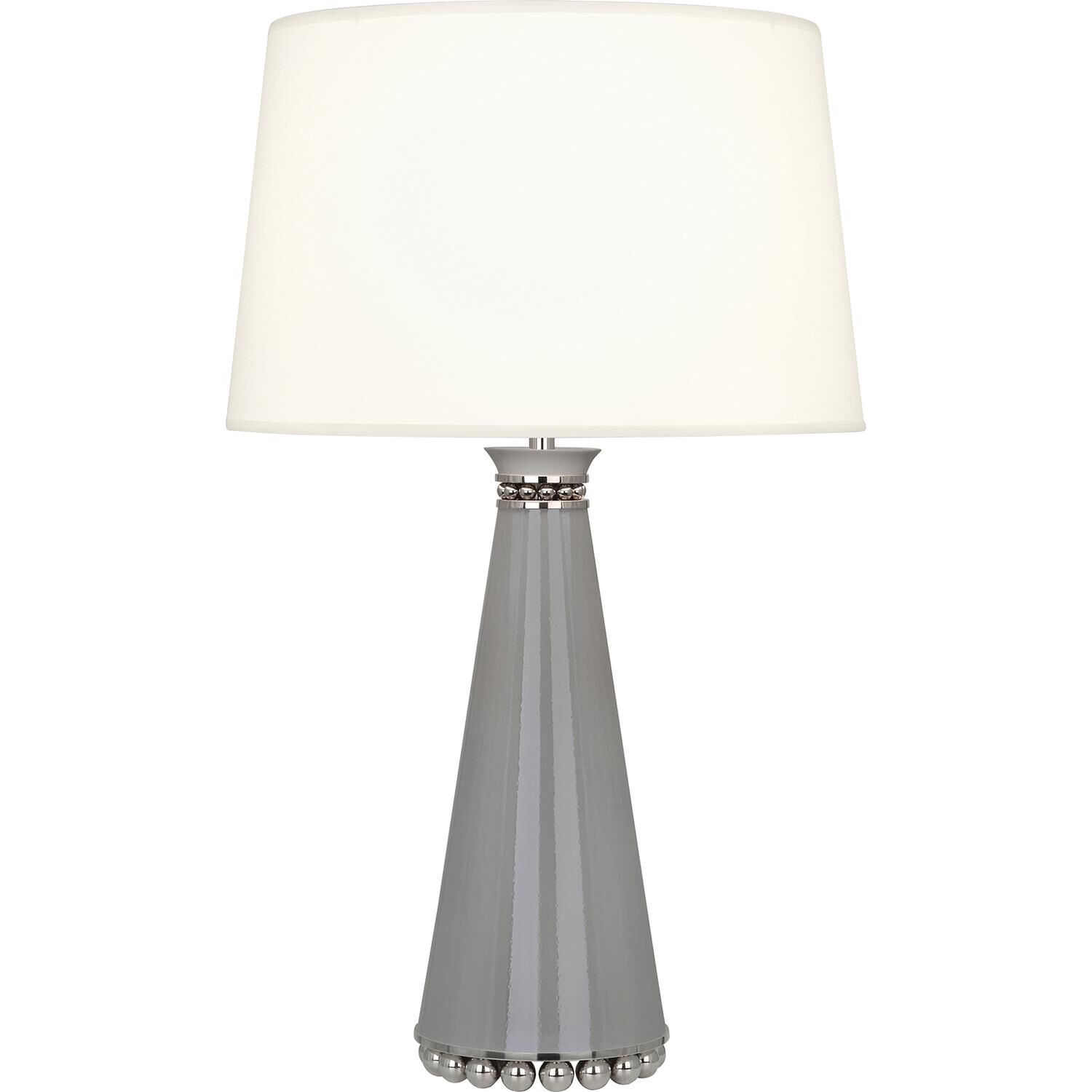 Shown in Smoky Taupe Lacquered Paint And Polished Nickel Accents finish and Fondine Fabric shade