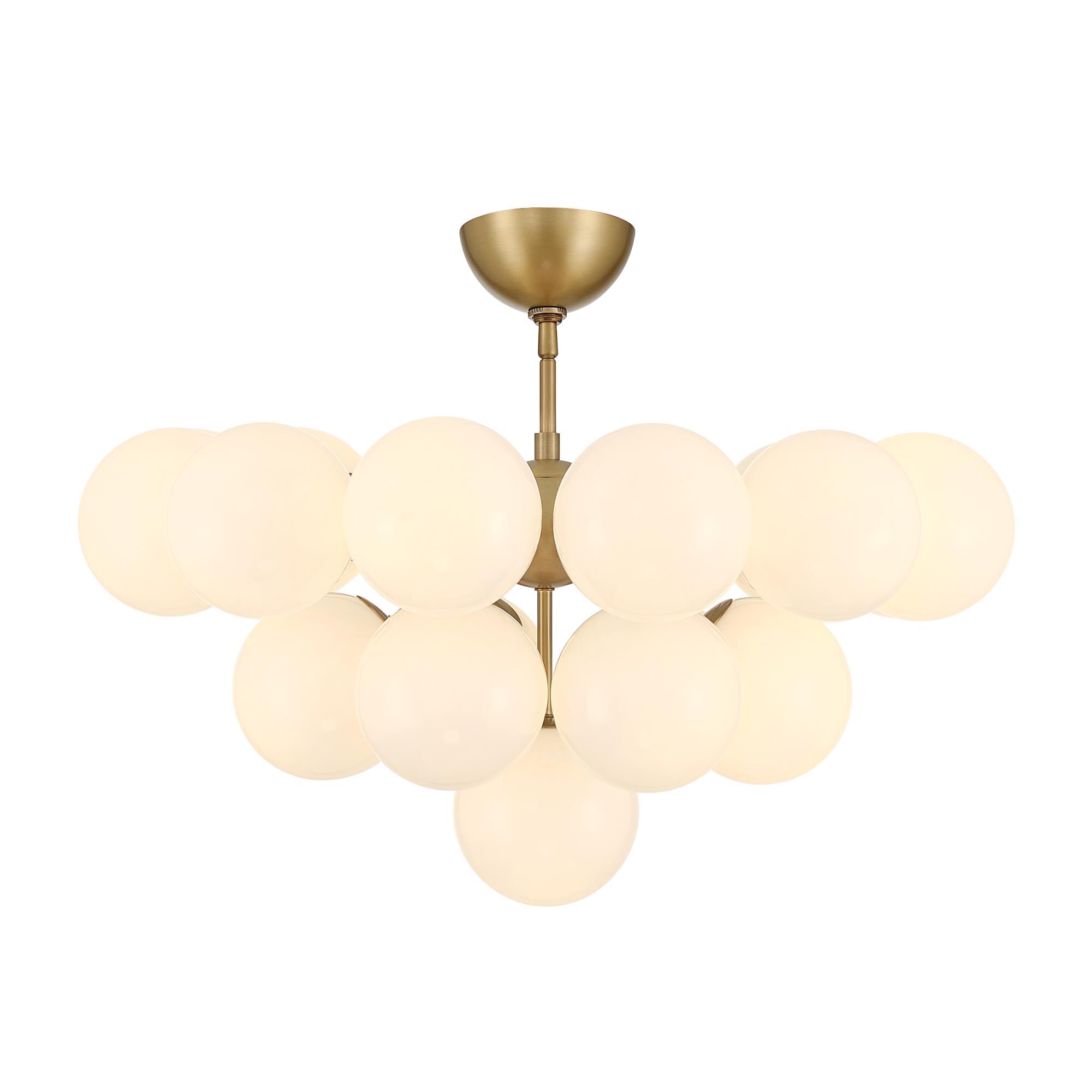 Shown in Legacy Brass finish and Opal glass