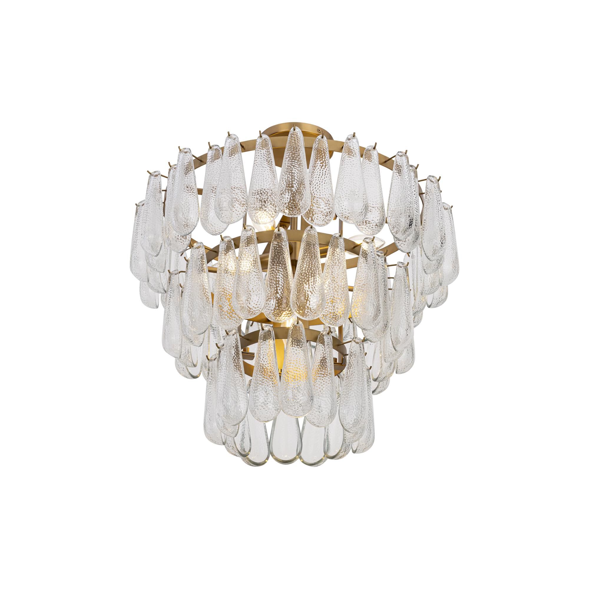 Shown in Legacy Brass finish and Clear Dimpled glass