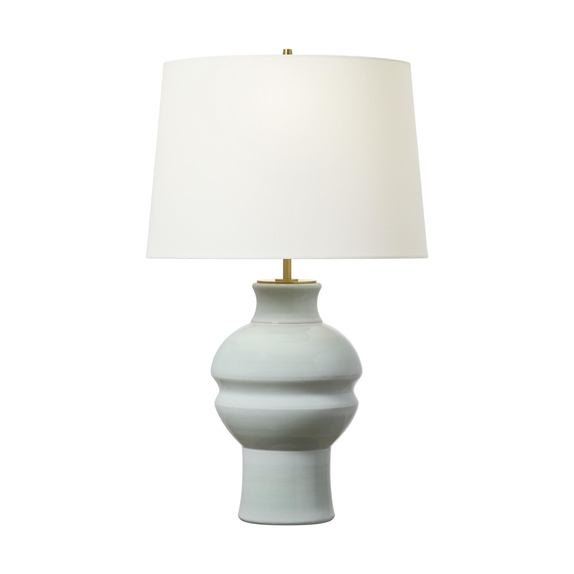 Shown in Silk Green finish and White Linen shade