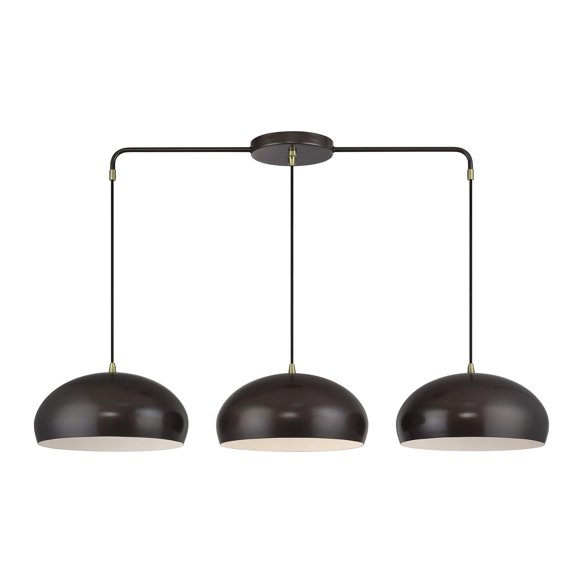 Shown in English Bronze with Antique Brass Accents finish and English Bronze Steel with Shiny White Inside shade