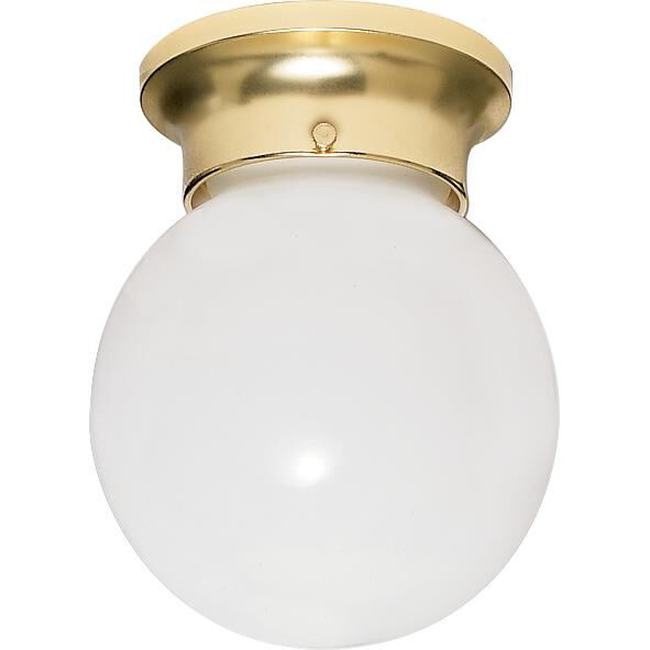 Shown in Polished Brass finish and White Ball glass