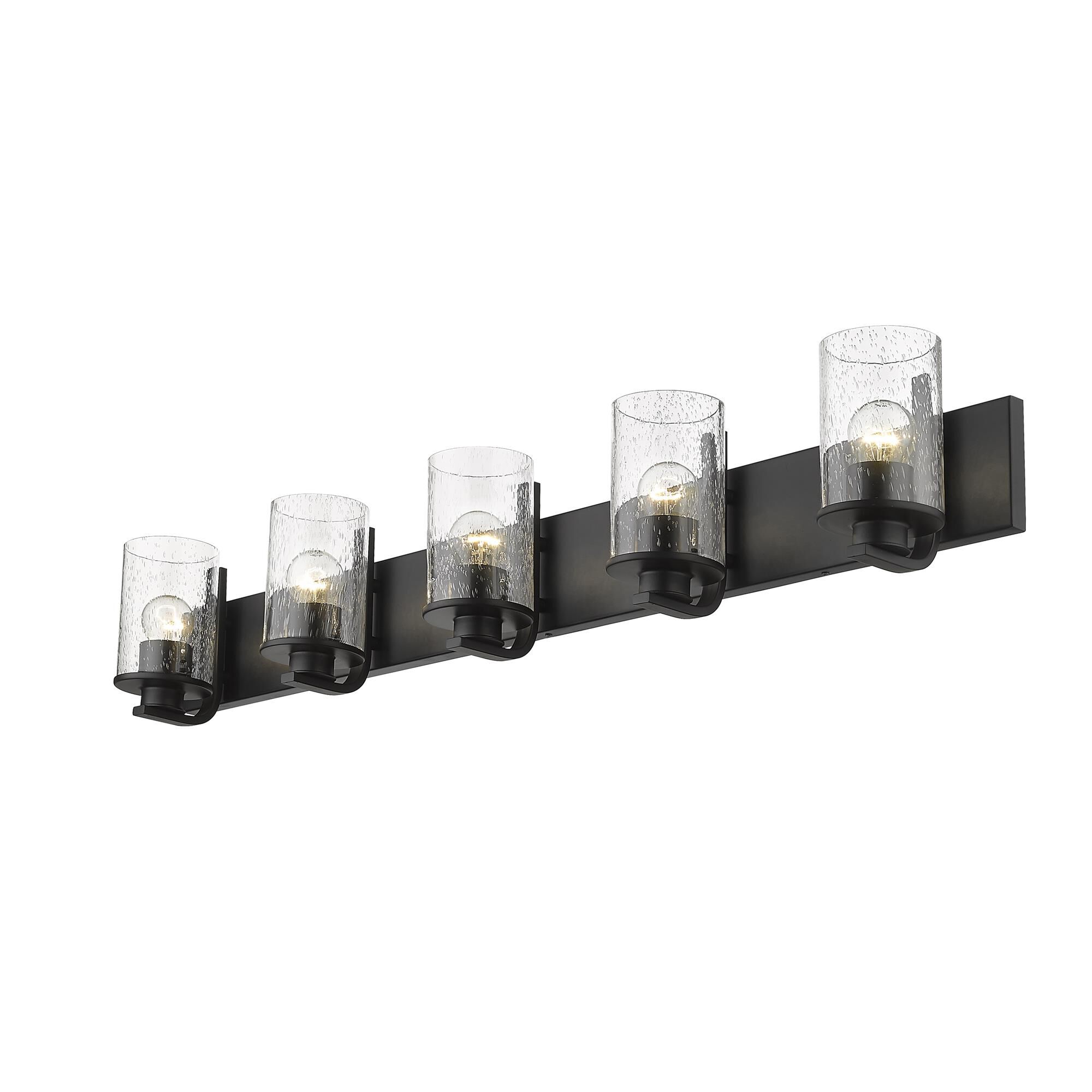 Shown in Matte Black finish and Glass shade