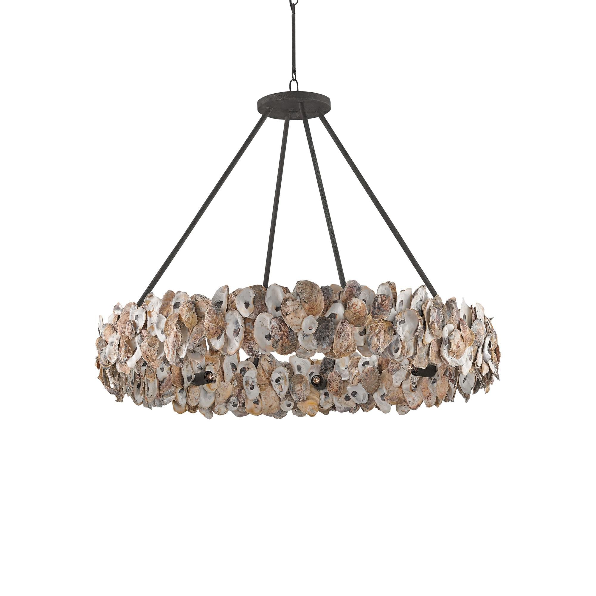 Oyster 38 Inch 8 Light Chandelier by Currey and Company