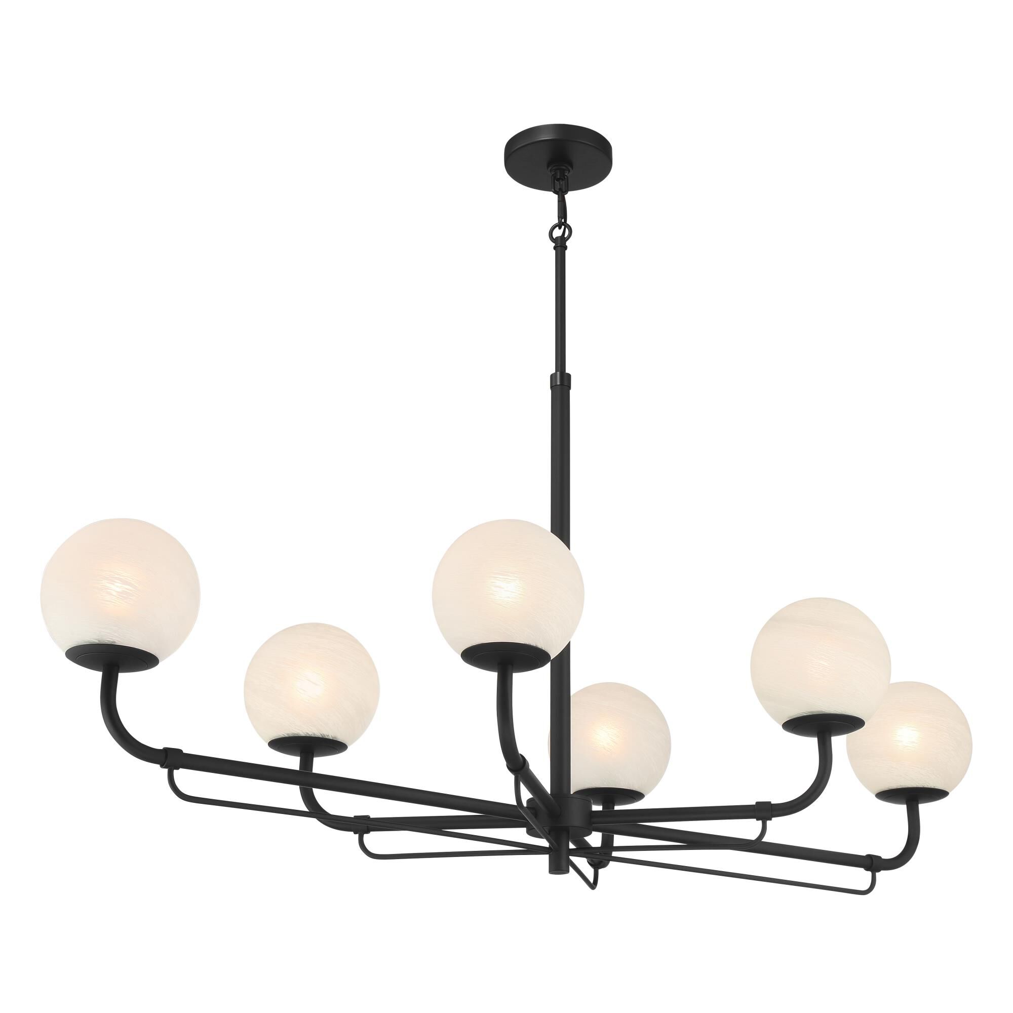 Shown in Dark Matte Black finish and White glass and Etched Alabaster Glass shade