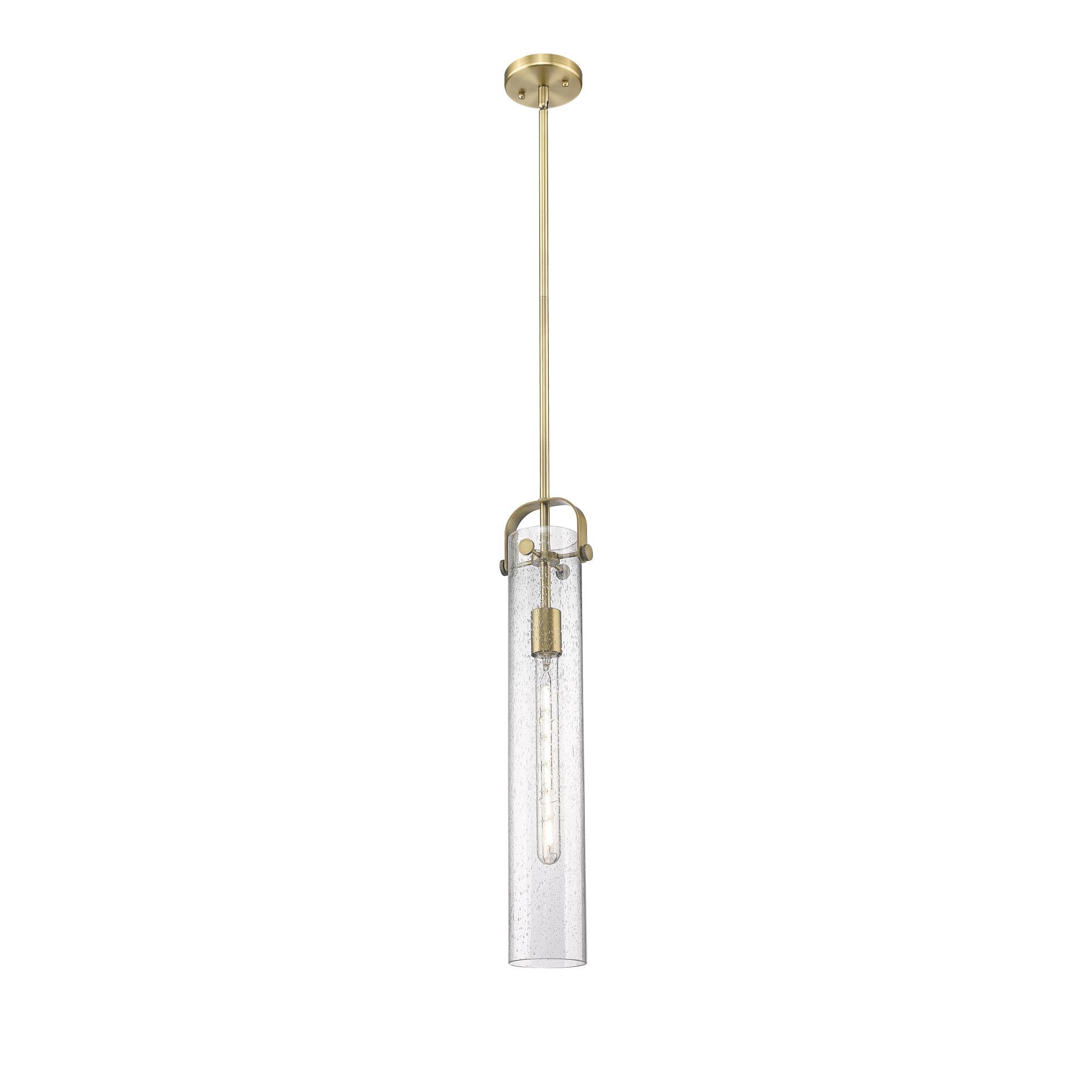 Shown in Brushed Brass finish and Seedy glass and 1 Light accent