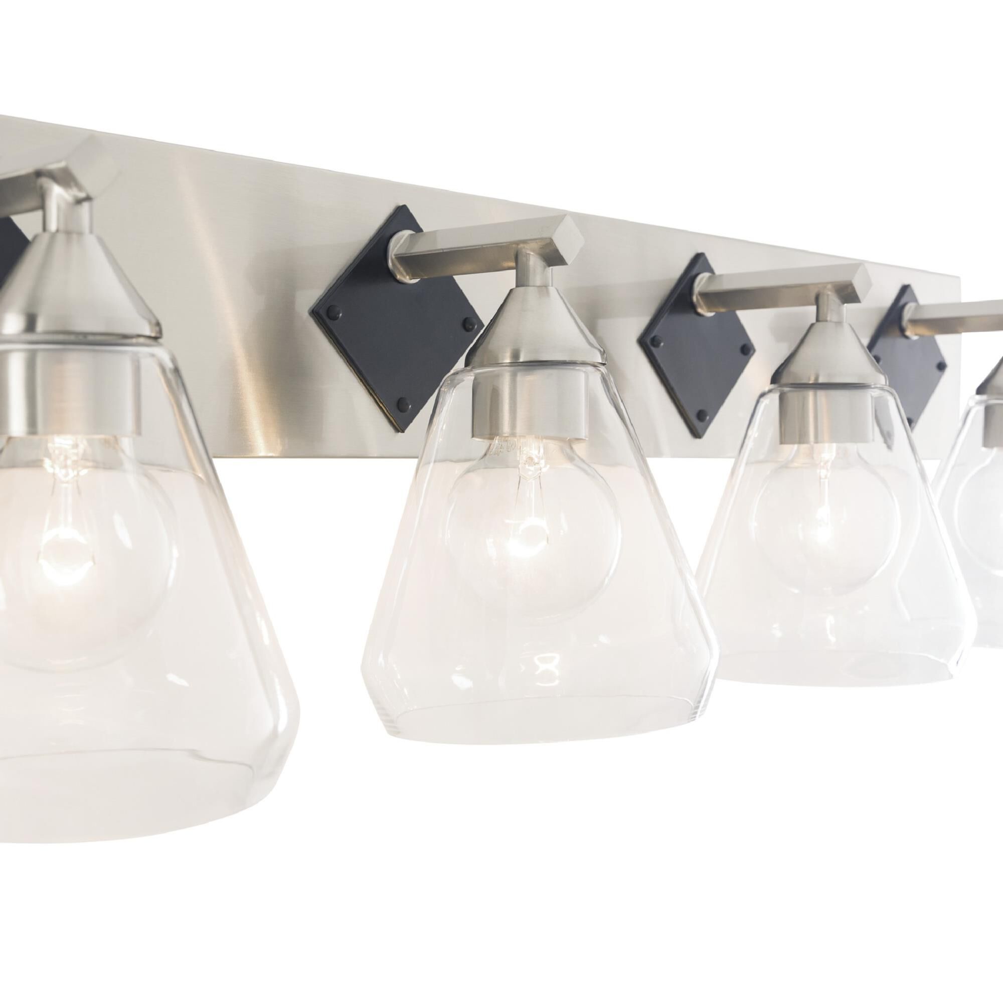 Shown in Brushed Nickel finish and Clear glass