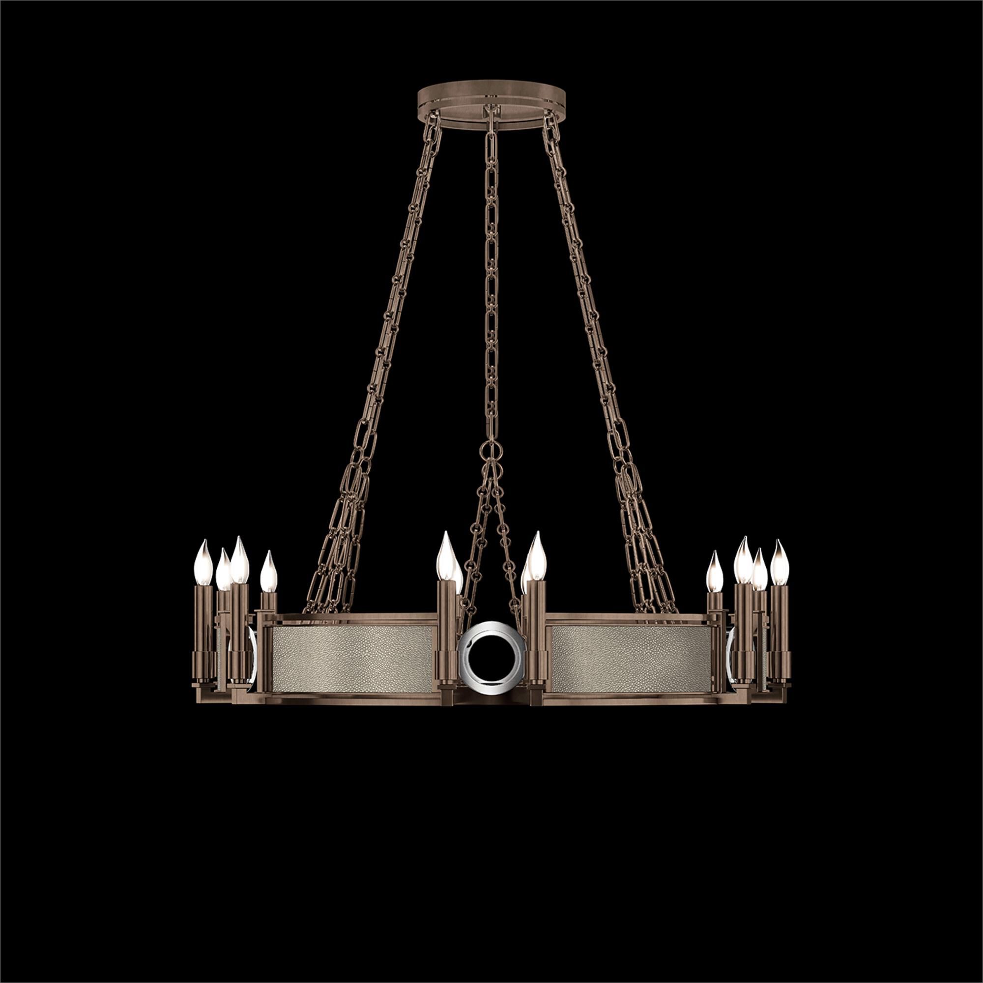 Shown in Bronze and Nickel  finish and Coco accent