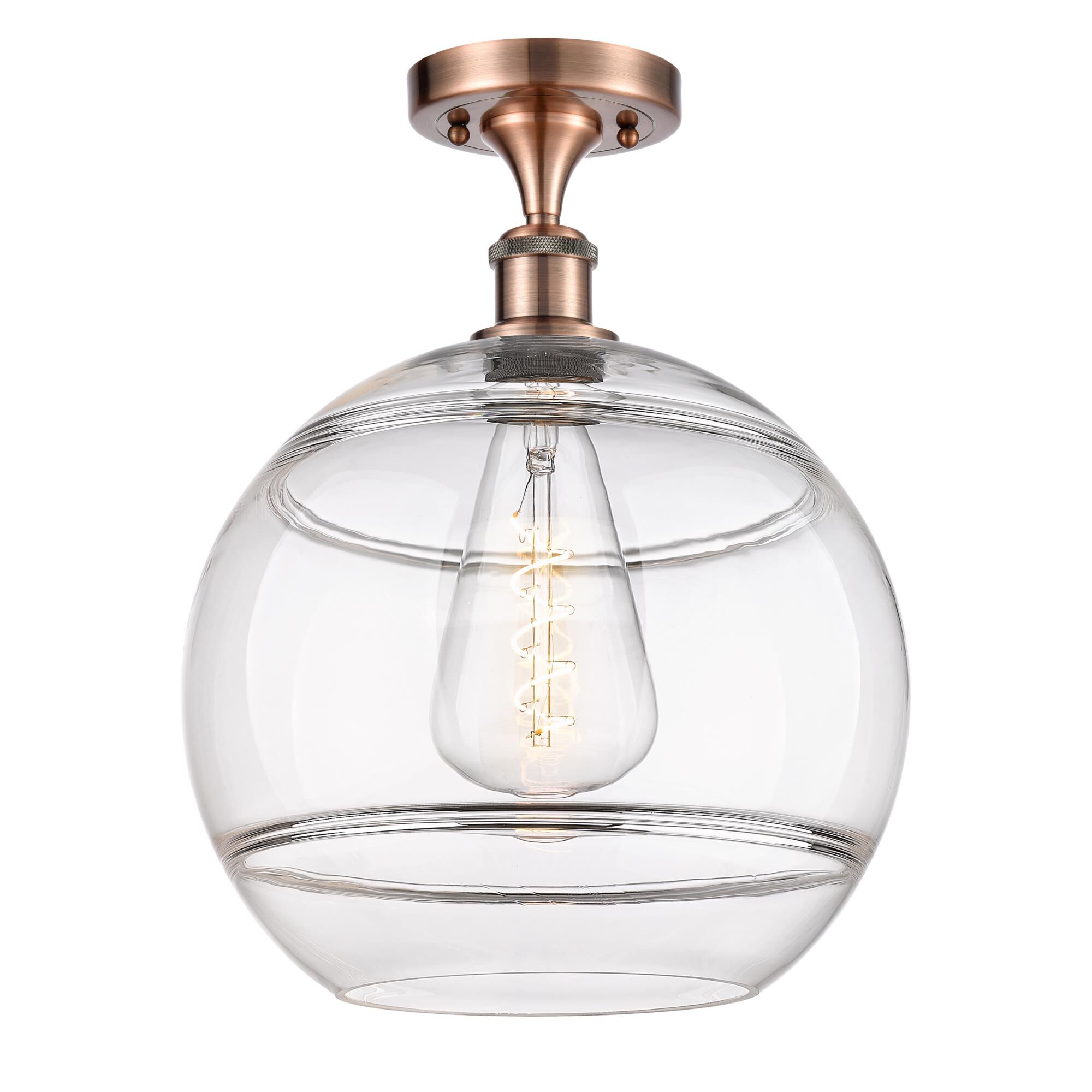 Shown in Antique Copper finish and Clear glass