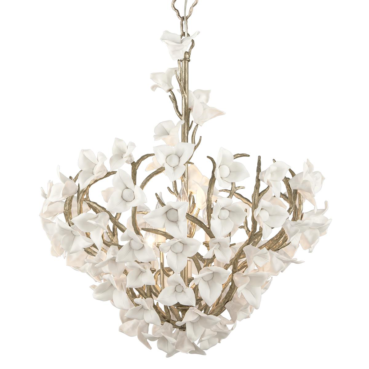 Shown in Enchanted Silver Leaf finish and Porcelain crystal