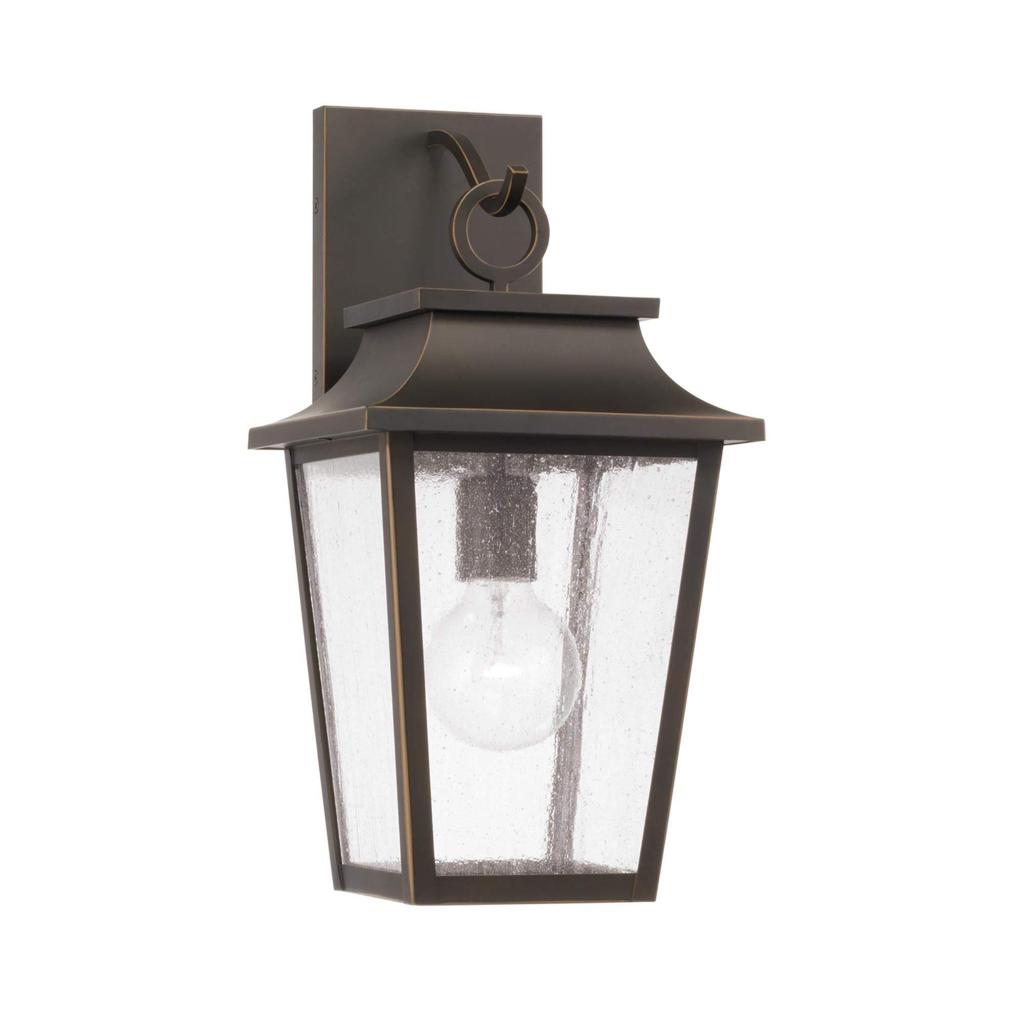 Shown in Oiled Bronze finish and Antiqued glass