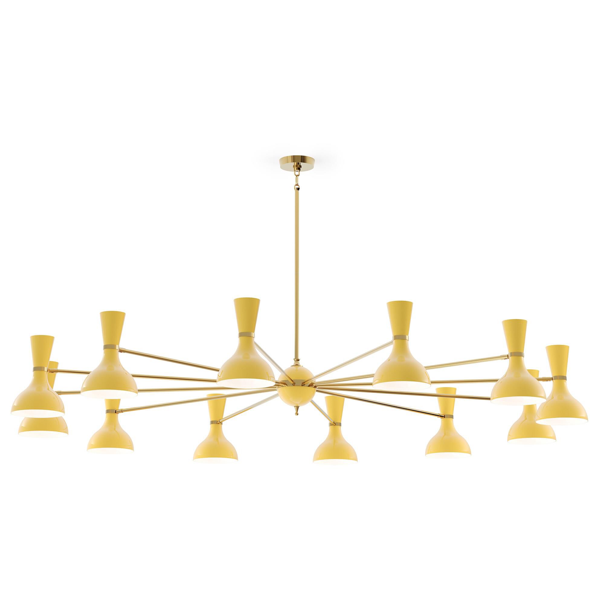 Shown in Modern Brass finish and Sunset shade