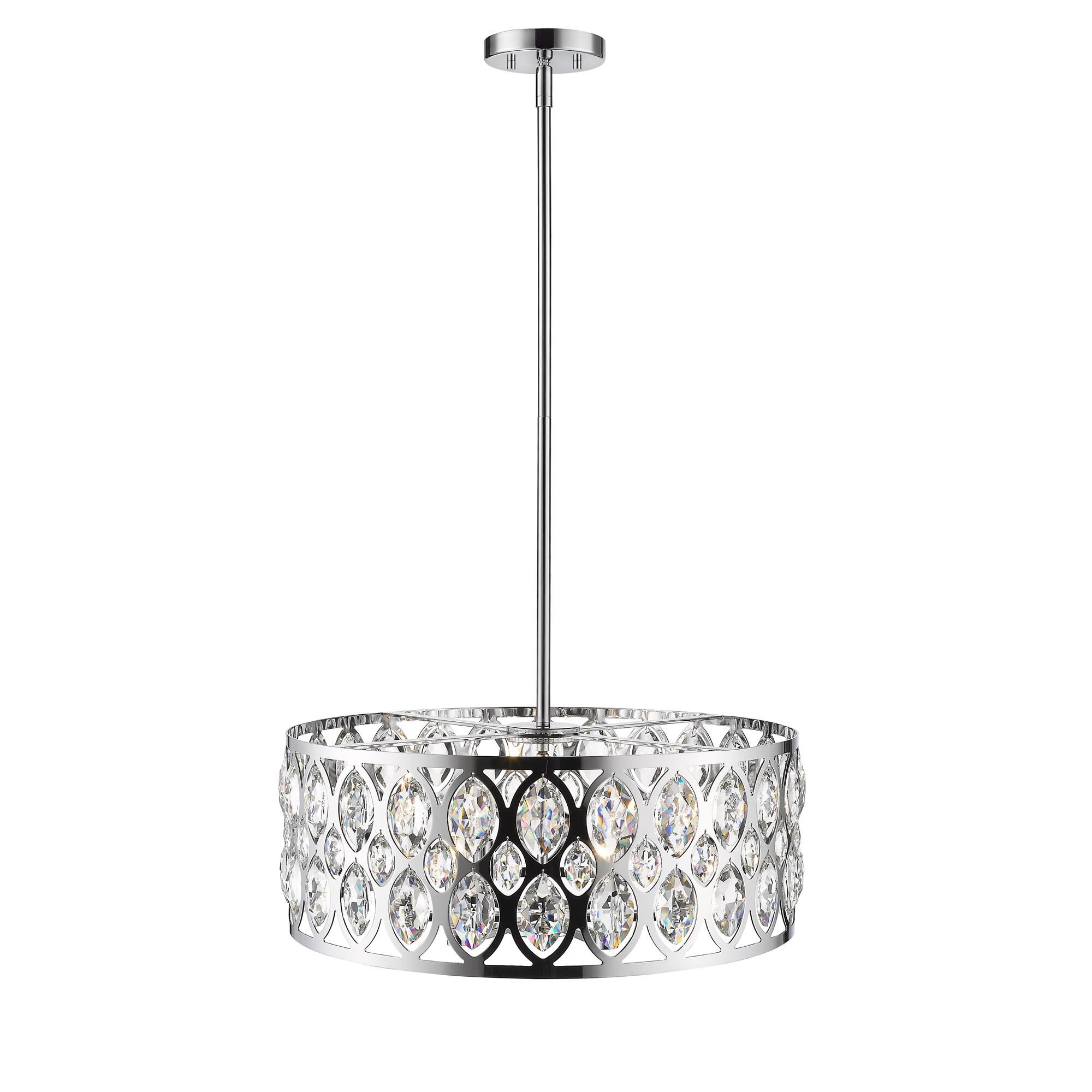 Shown in Chrome finish and Crystal glass and Crystal shade