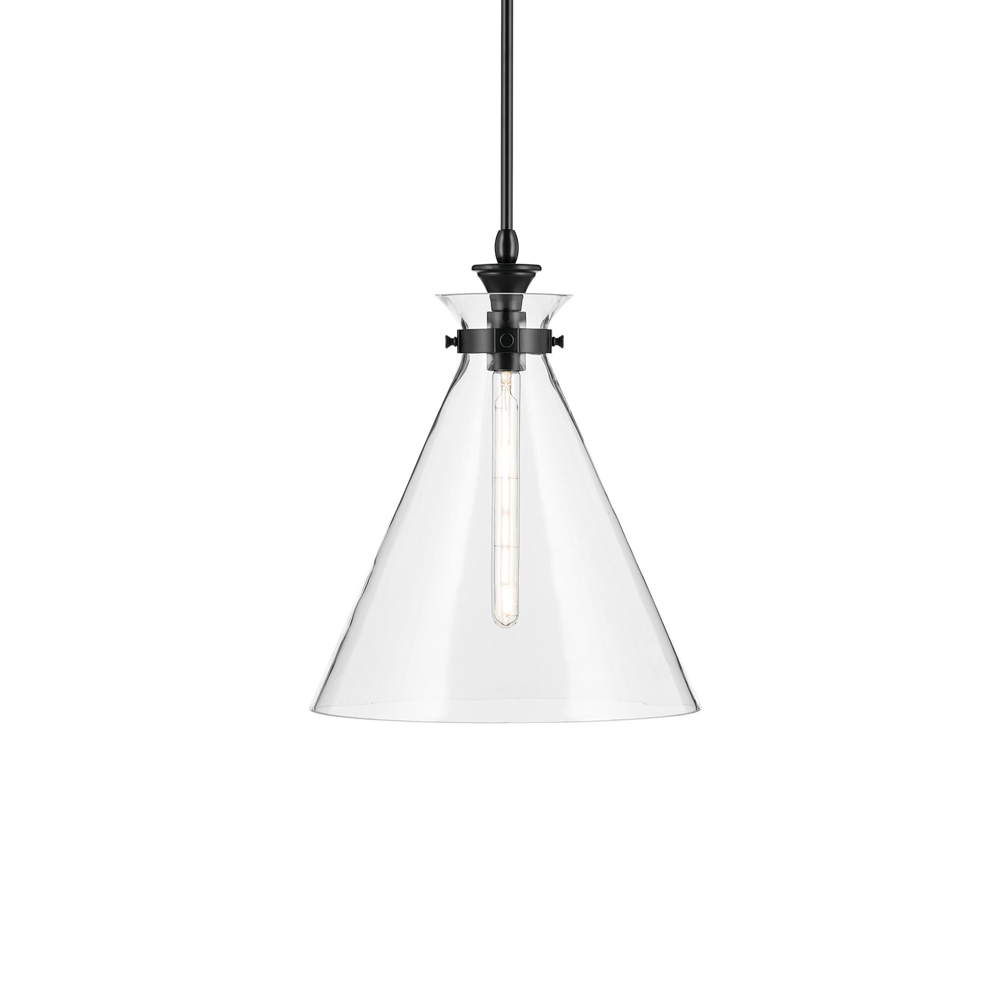 Shown in Black finish and Clear glass