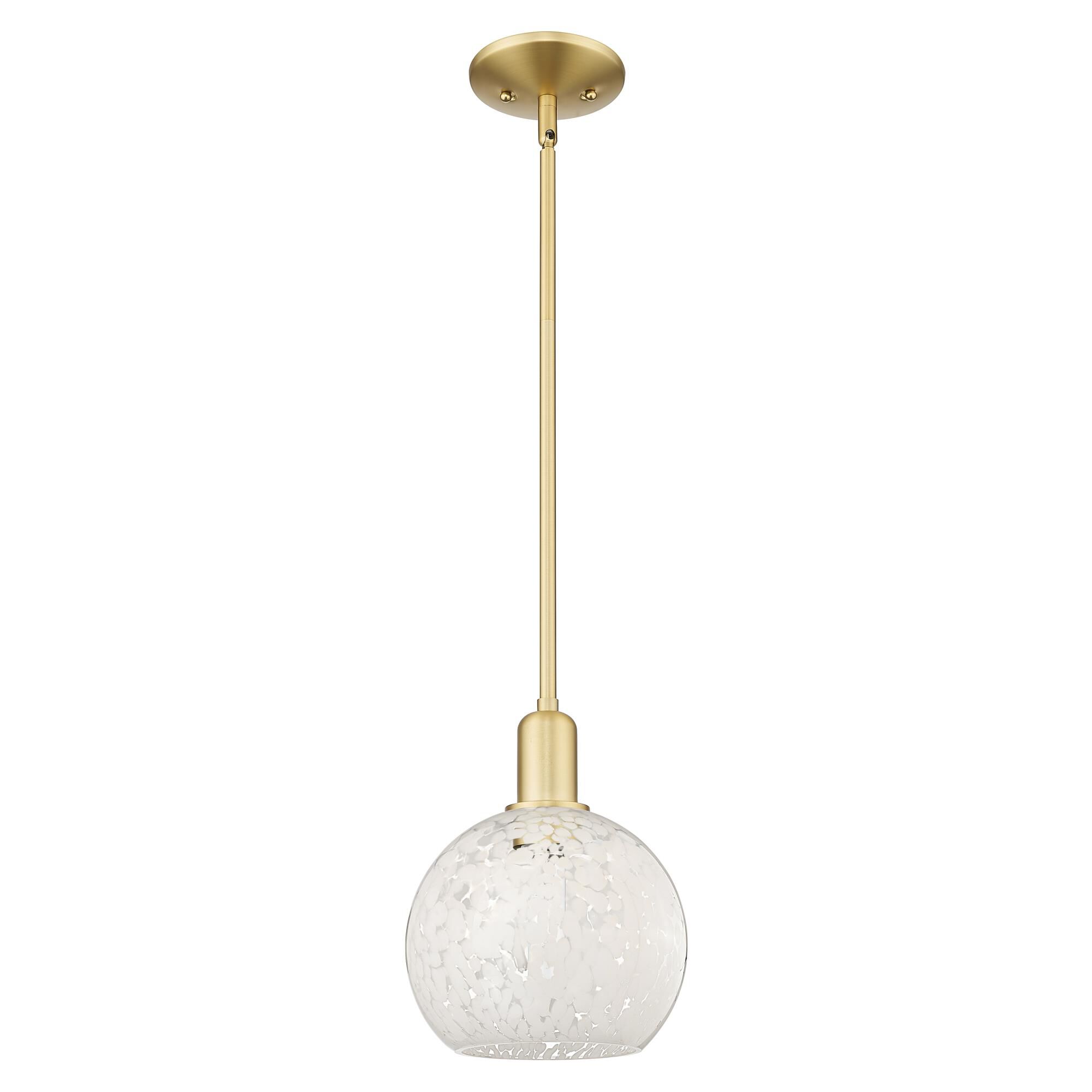 Shown in Satin Gold finish and White Mouchette glass