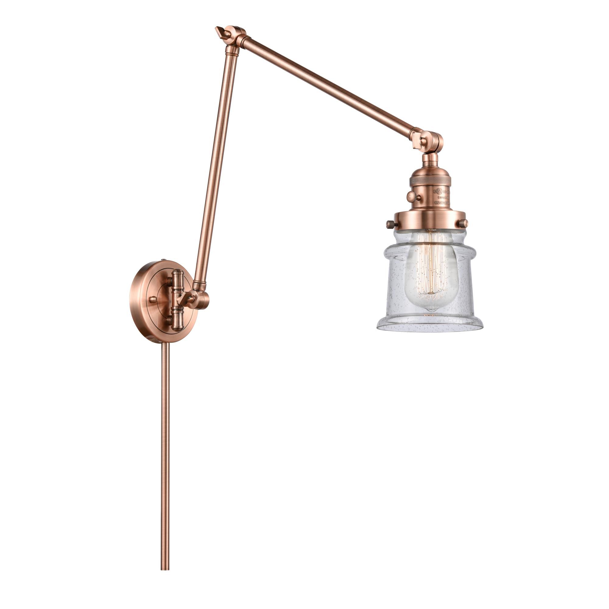 Shown in Antique Copper finish and Seedy Canton glass