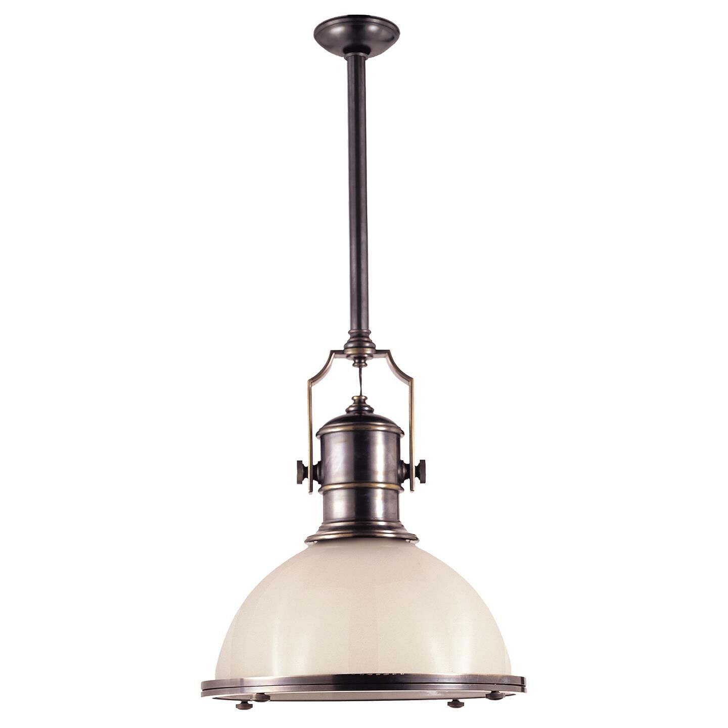 Shown in Bronze finish and White Glass shade