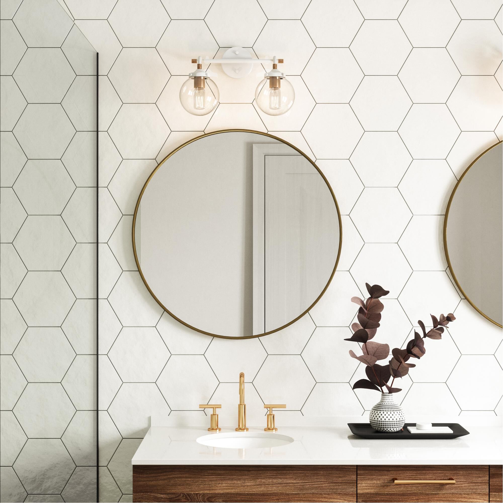 Shown in White finish and Clear glass