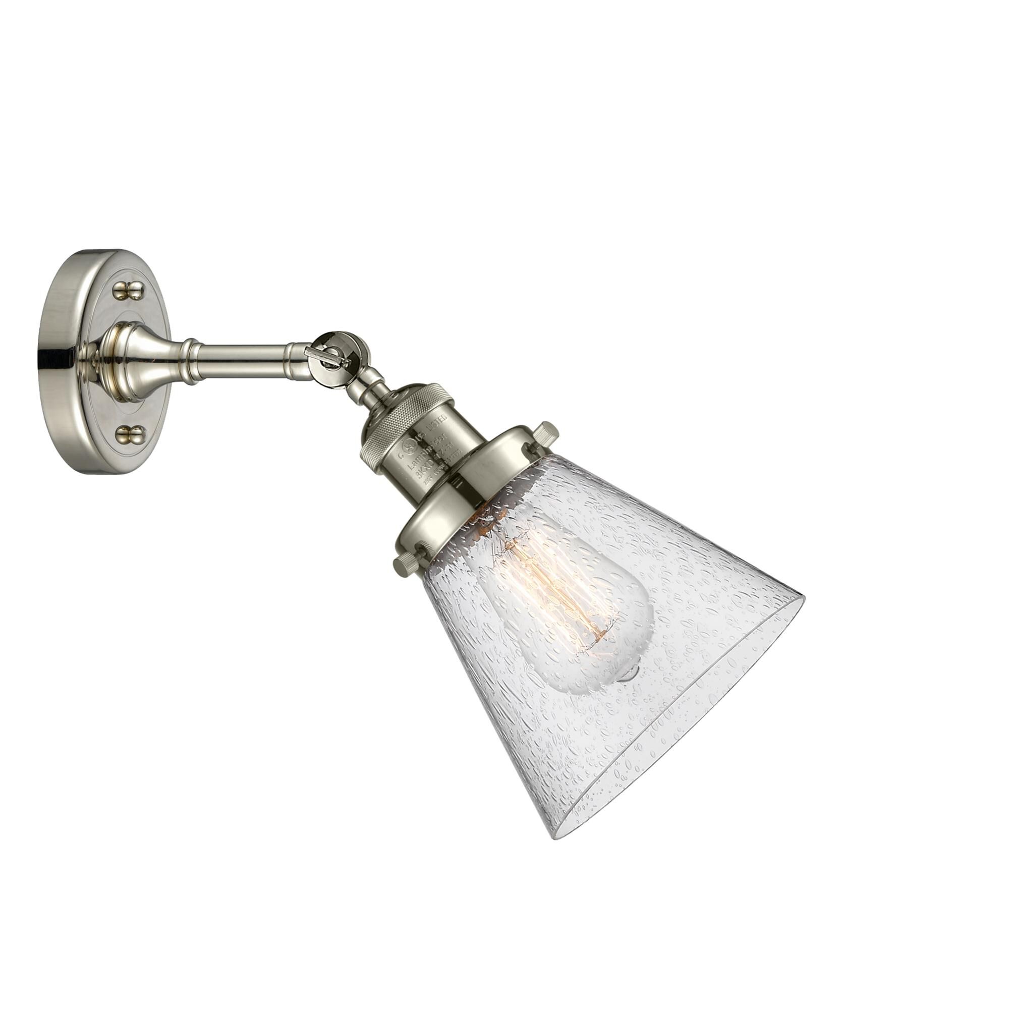 Shown in Polished Nickel finish and Seedy glass and None accent