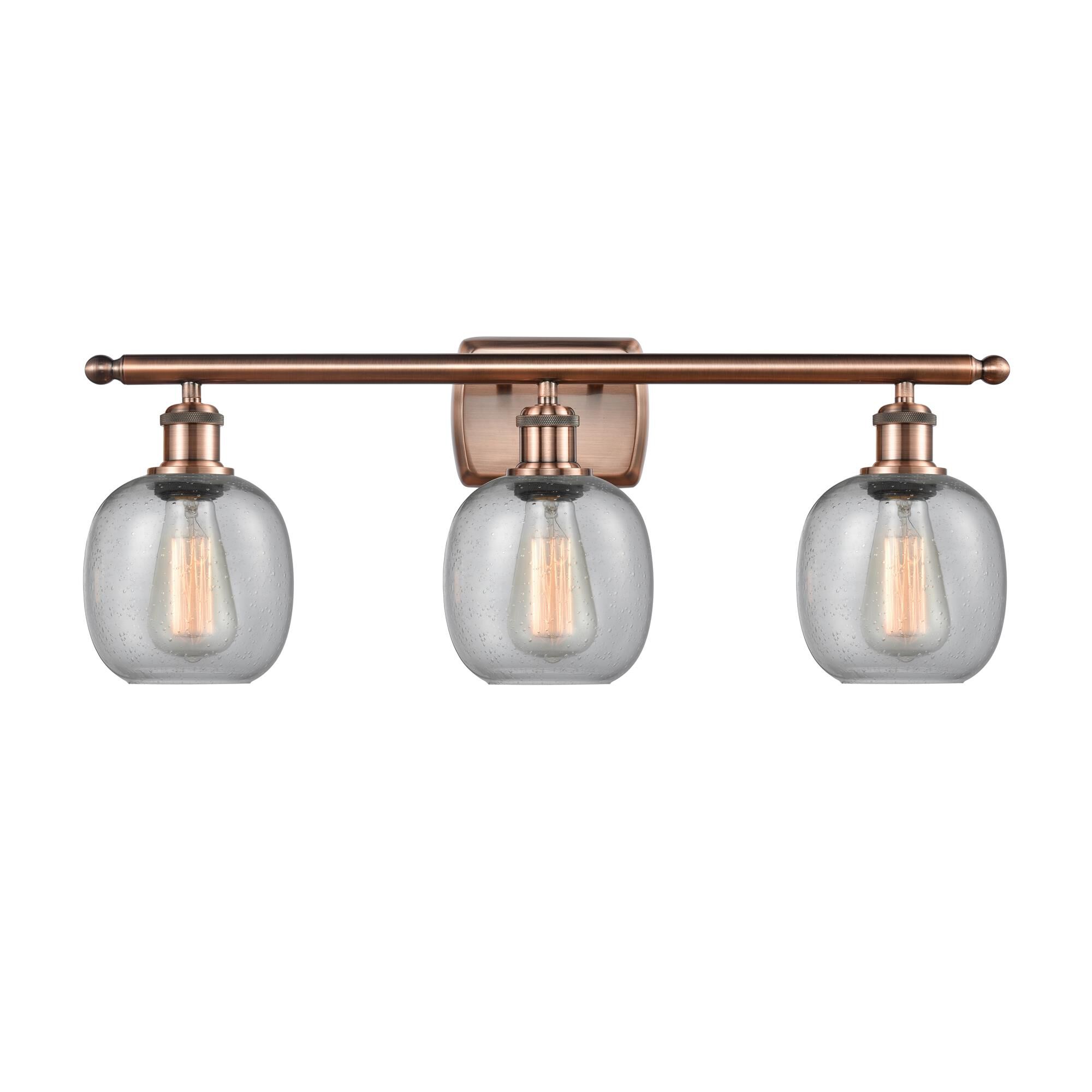 Shown in Antique Copper finish and Sphere glass and Glass shade