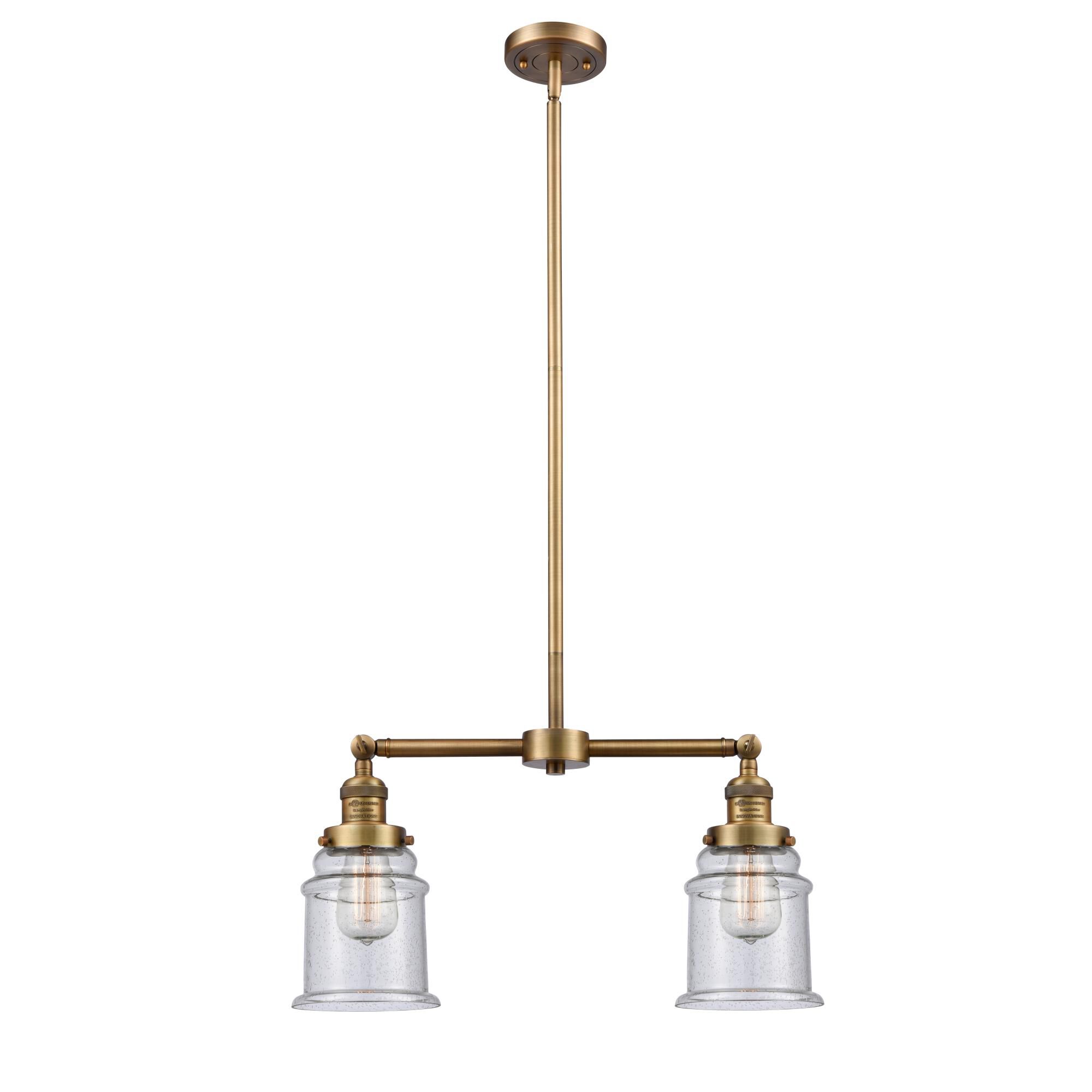 Shown in Brushed Brass finish and Seedy glass
