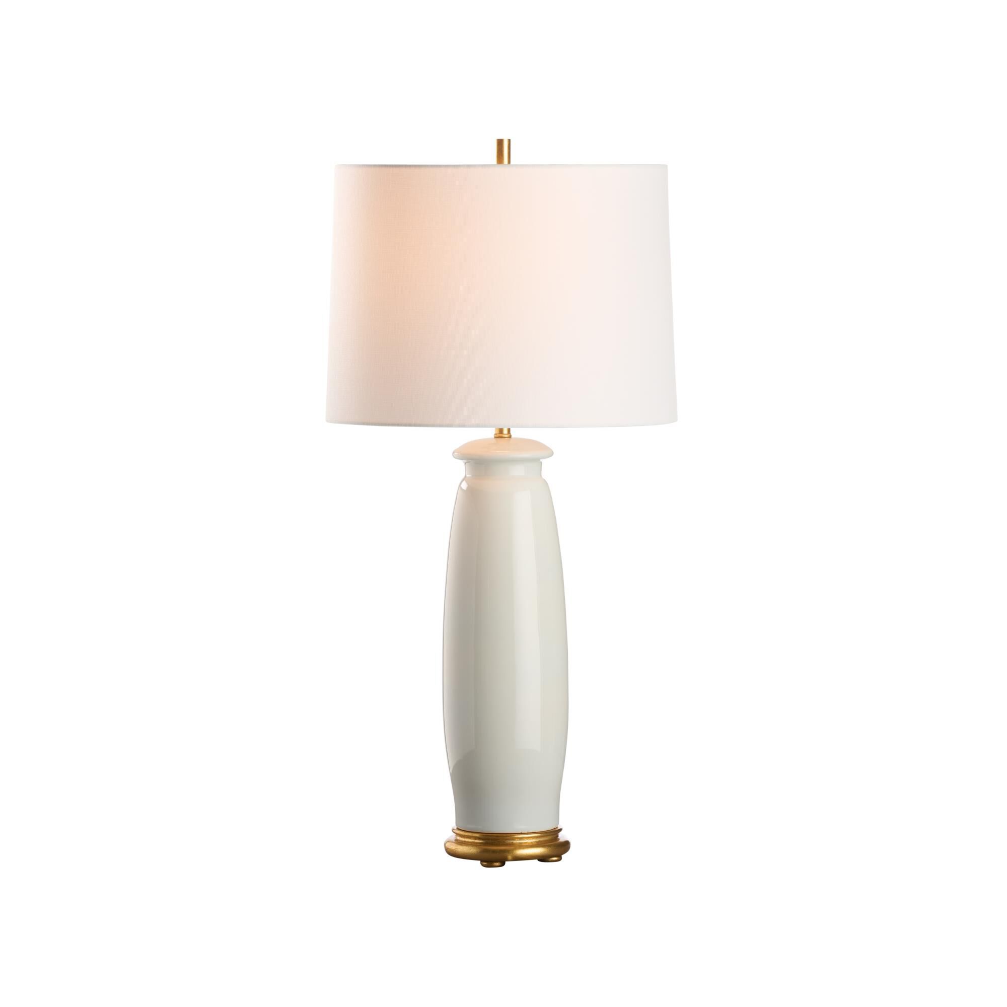Shown in White, Cream and Gold finish and Linen shade