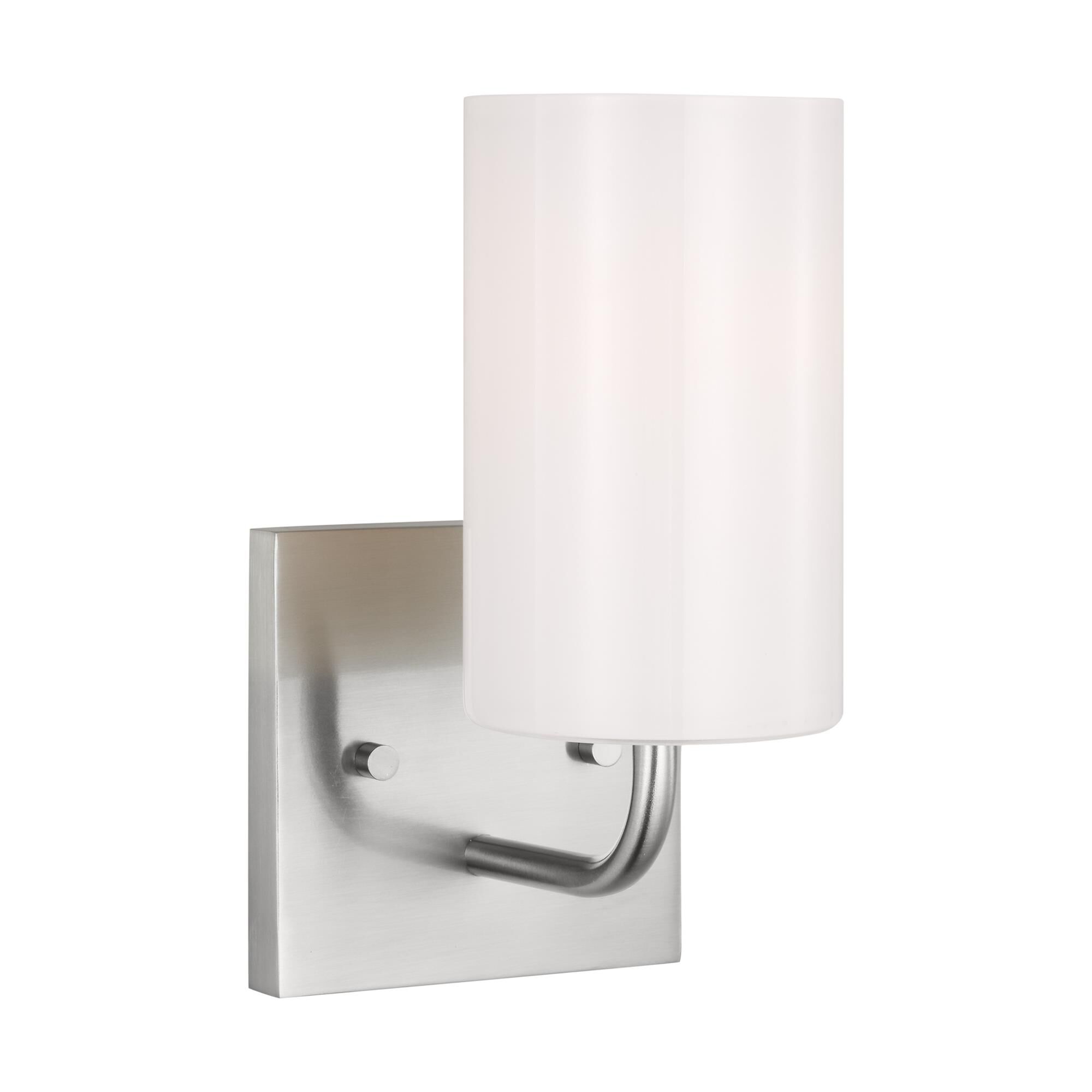 Shown in Brushed Steel finish and Clear Outside / Painted White Inside Glass shade