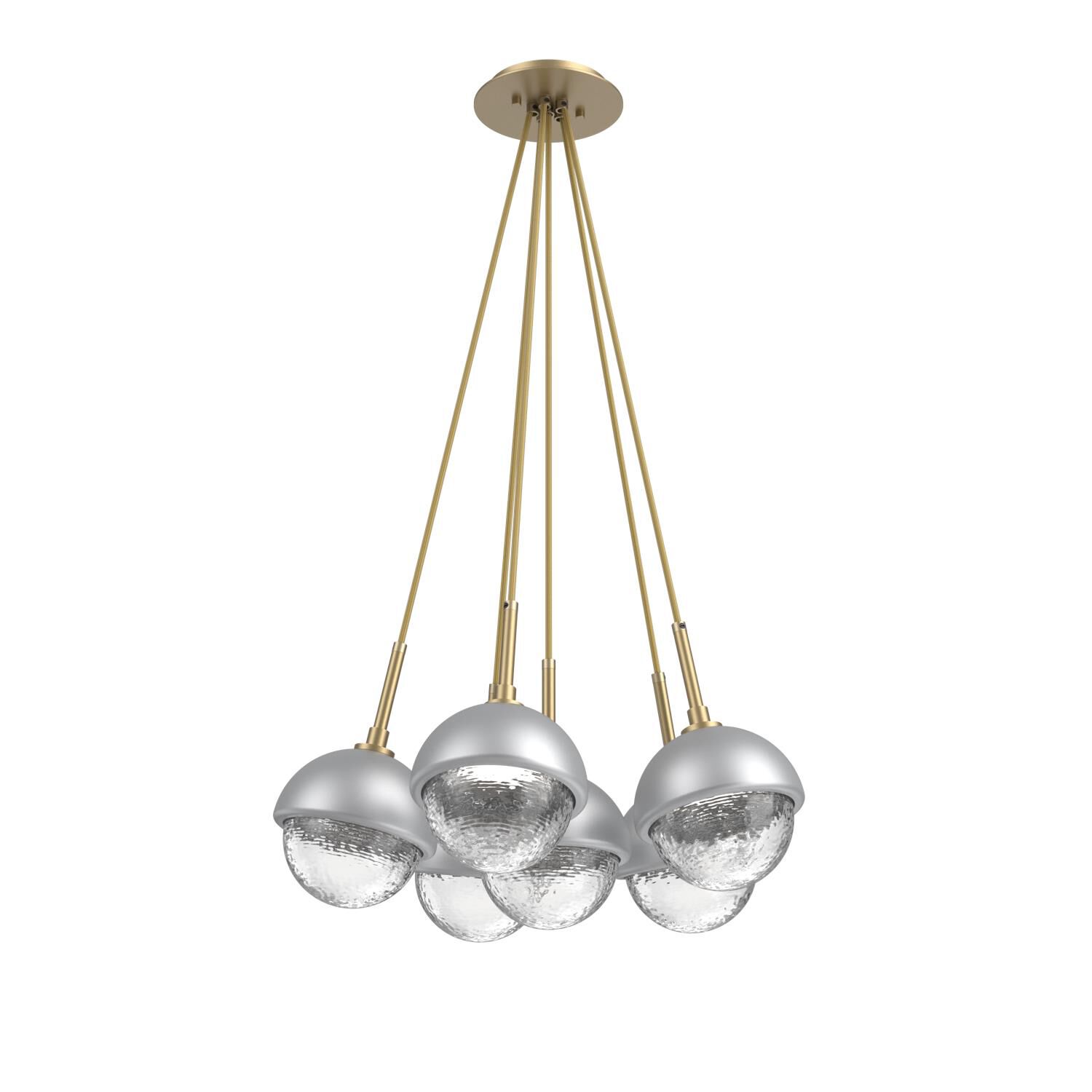Shown in Gilded Brass finish and Clear glass and Classic Silver accent