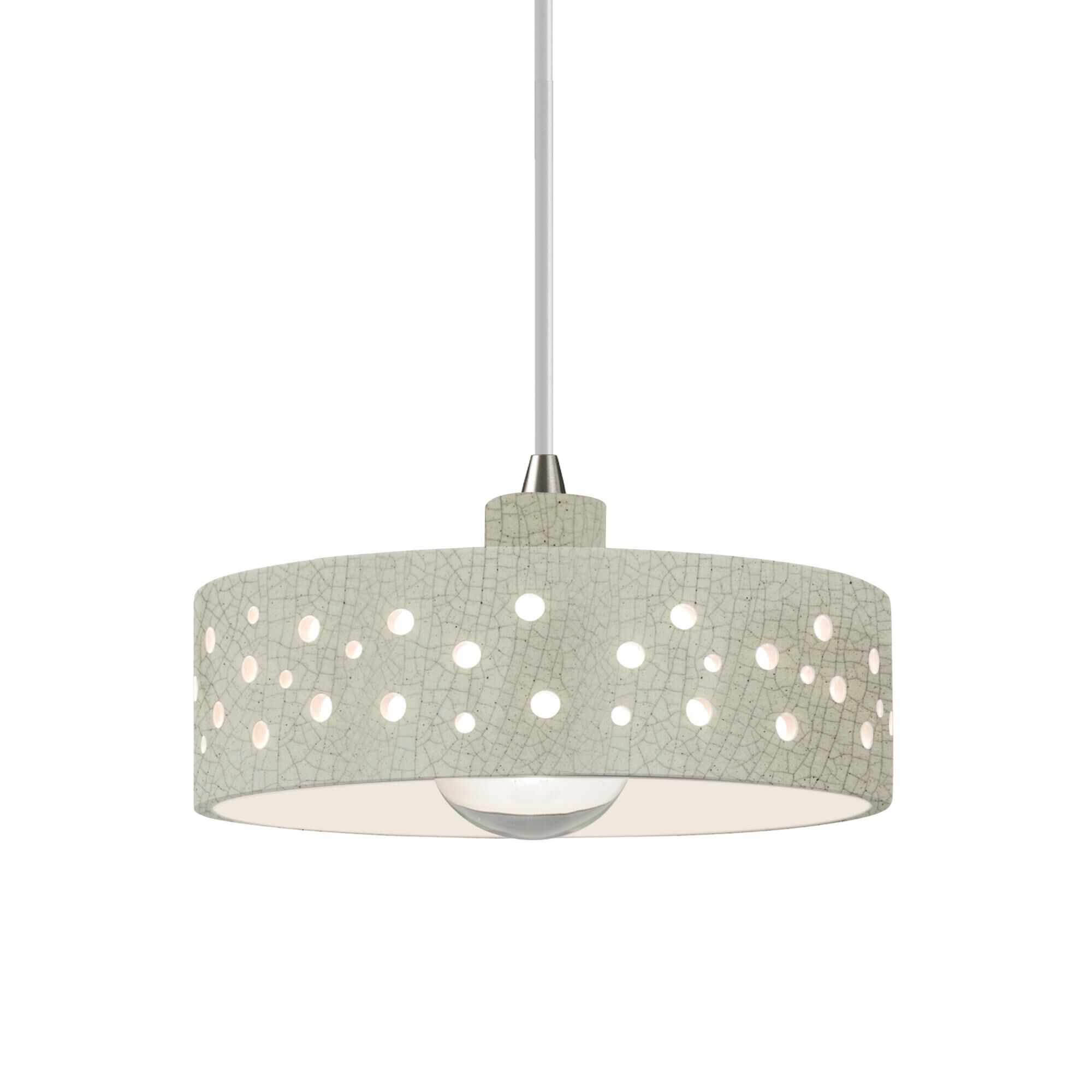 Shown in Brushed Nickel finish and White Crackle shade