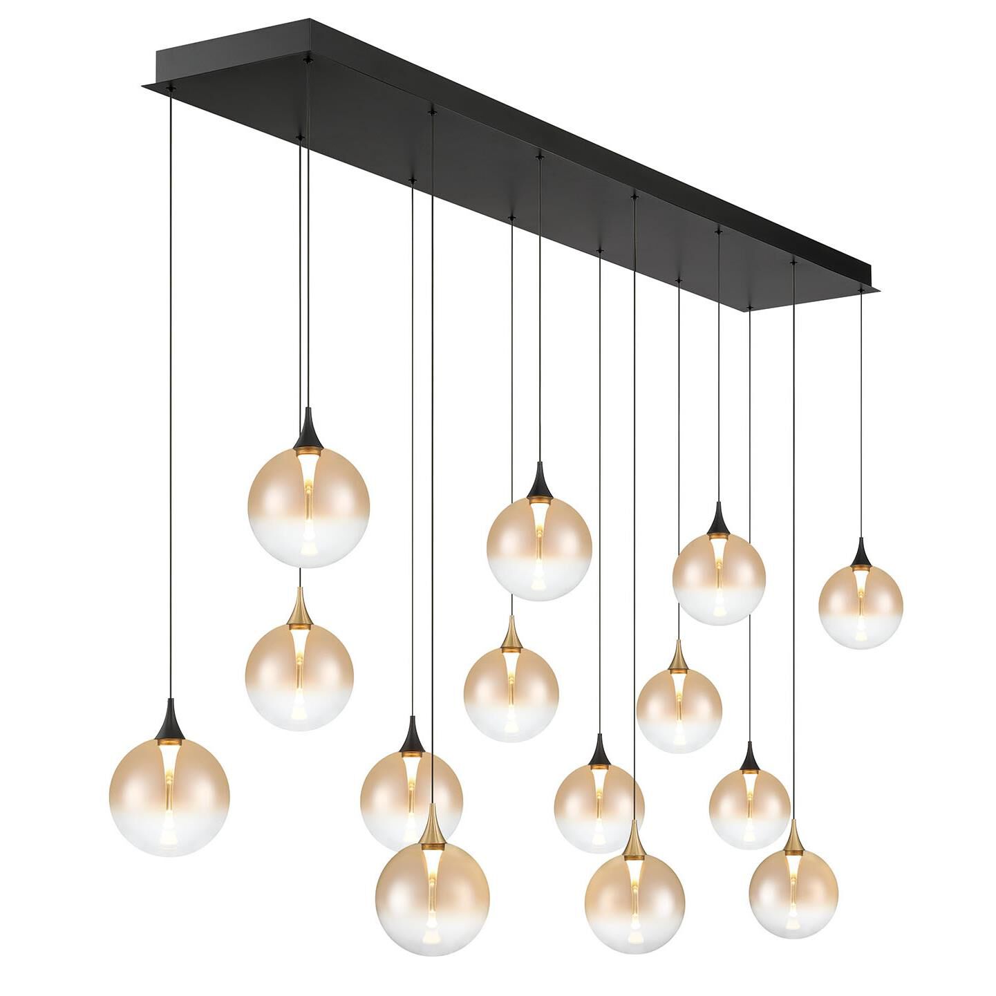 Shown in Gold-Black finish and Amber glass