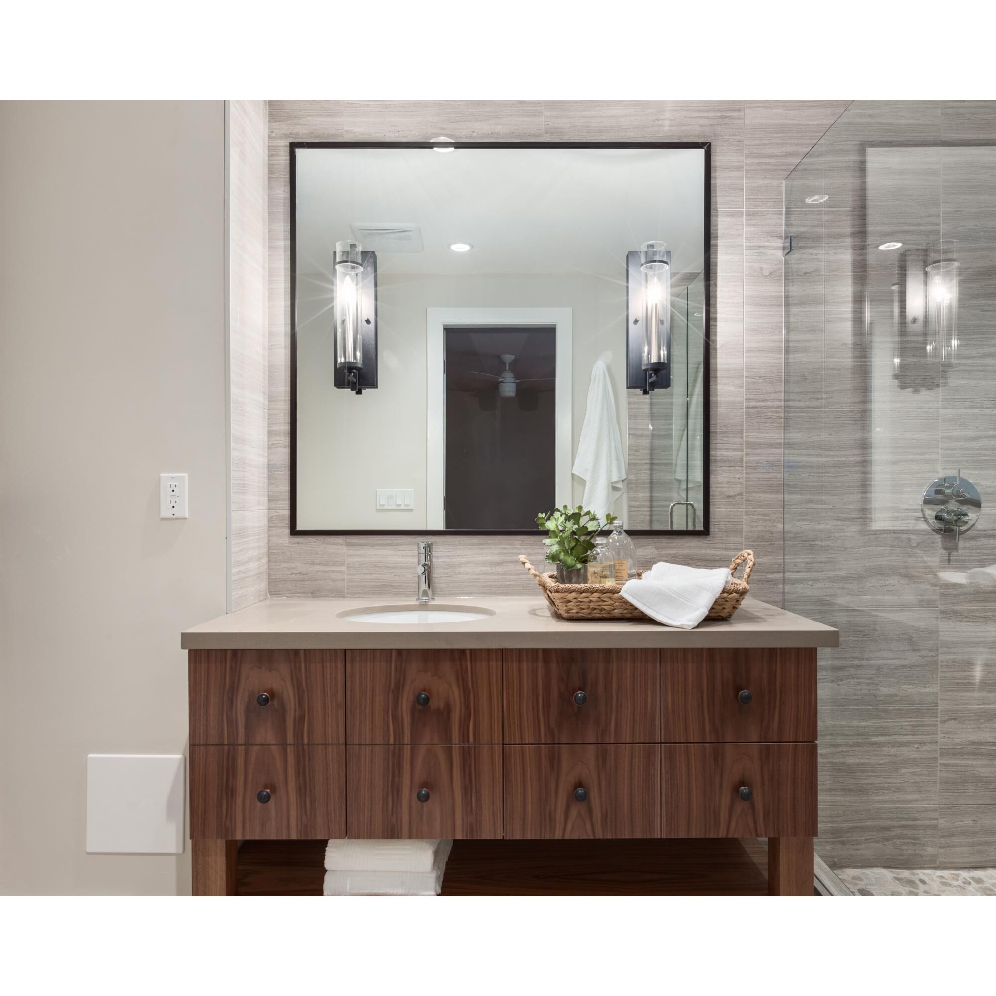 Shown in Antique Forged Iron - Brushed Steel finish and Clear glass