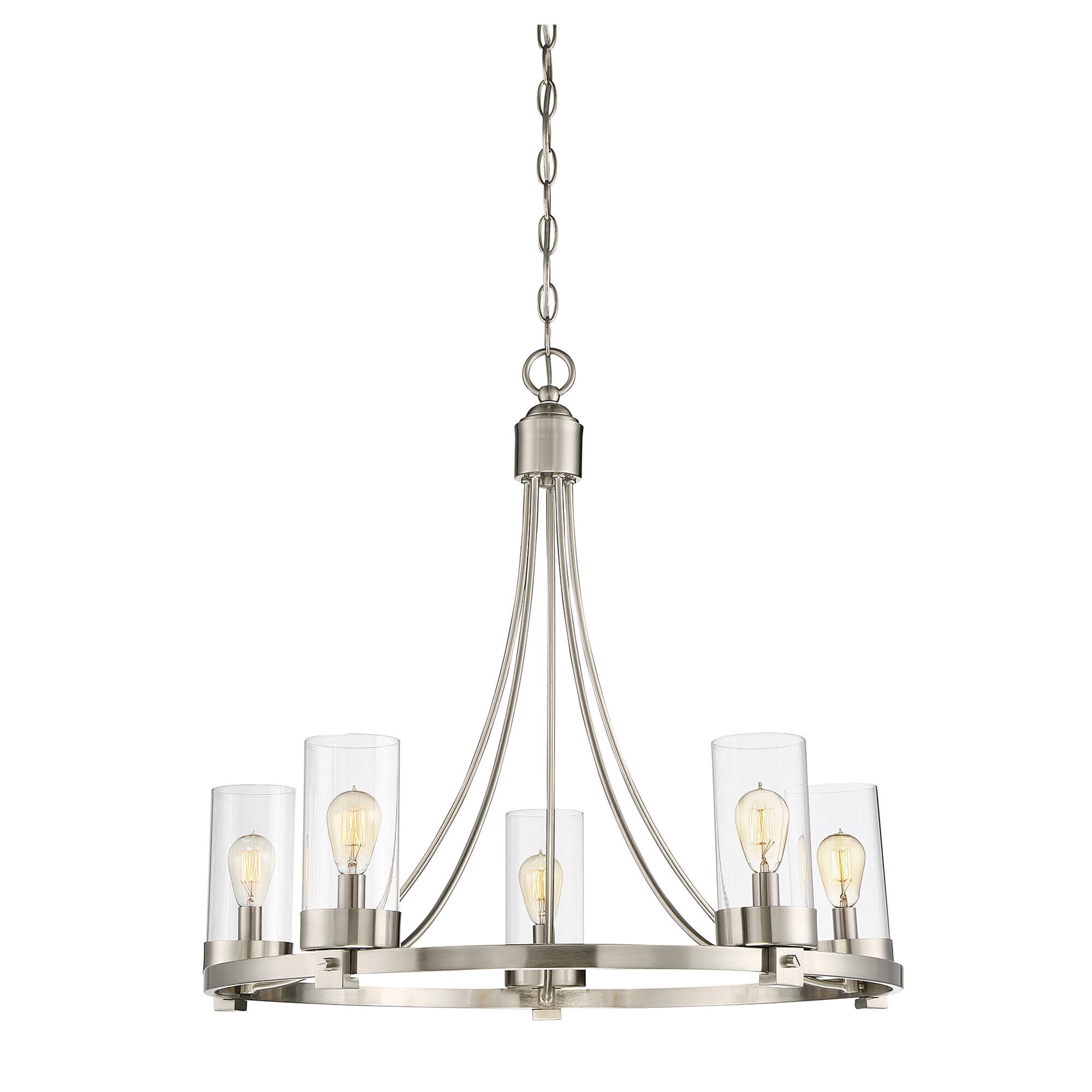 Shown in Brushed Nickel finish and Clear glass