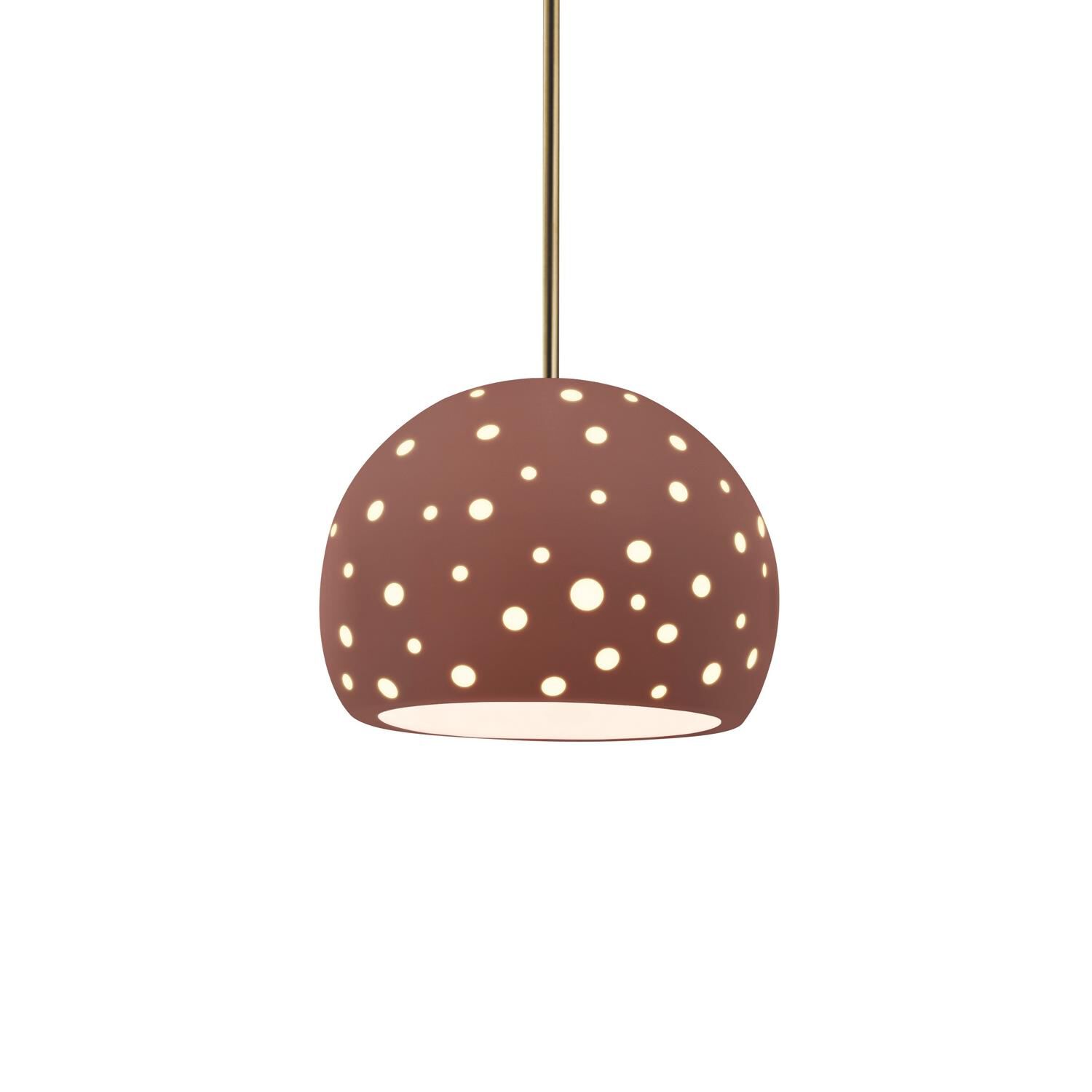 Shown in Antique Brass finish and Canyon Clay shade