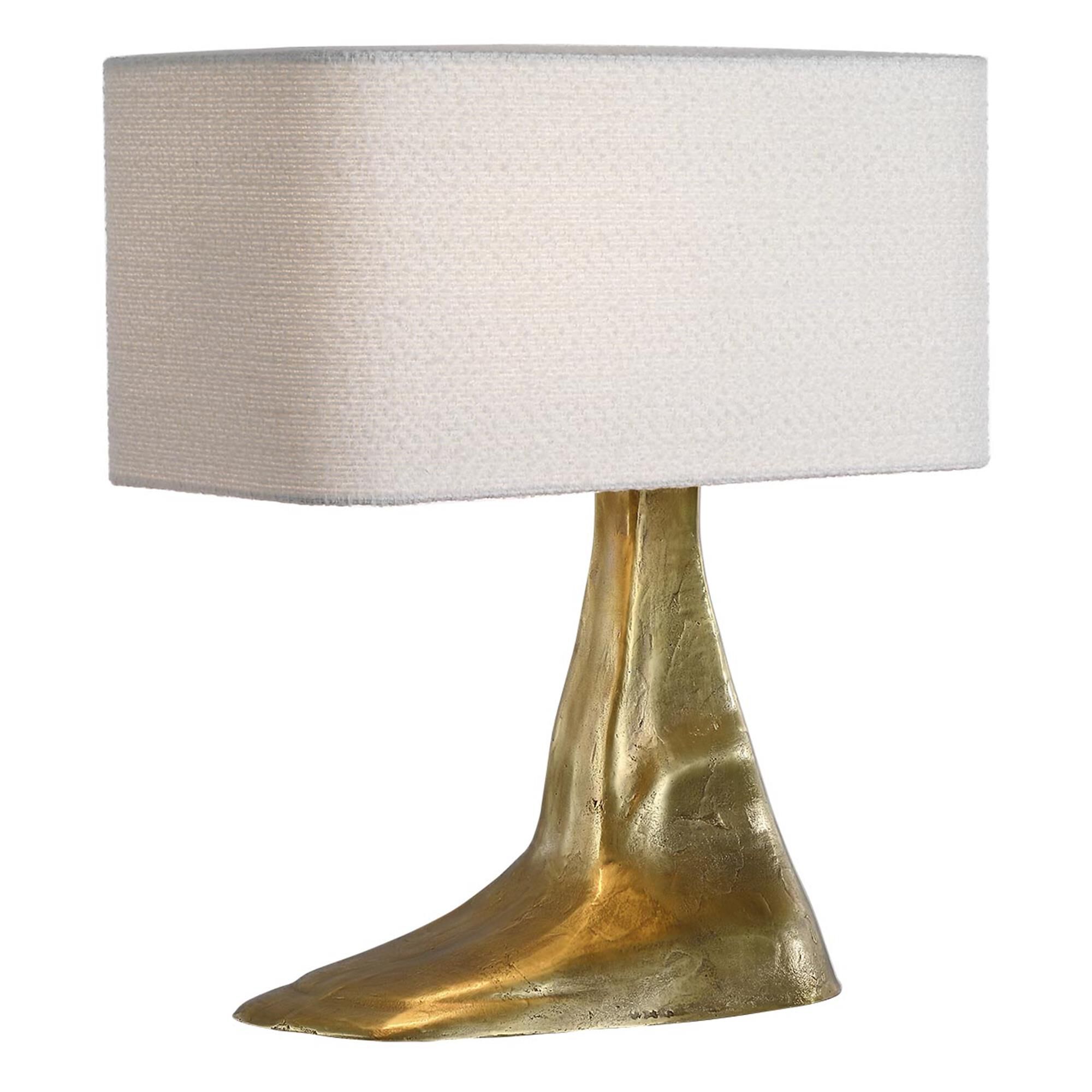 Shown in Museum Brass finish and Boucle Rectangle shade