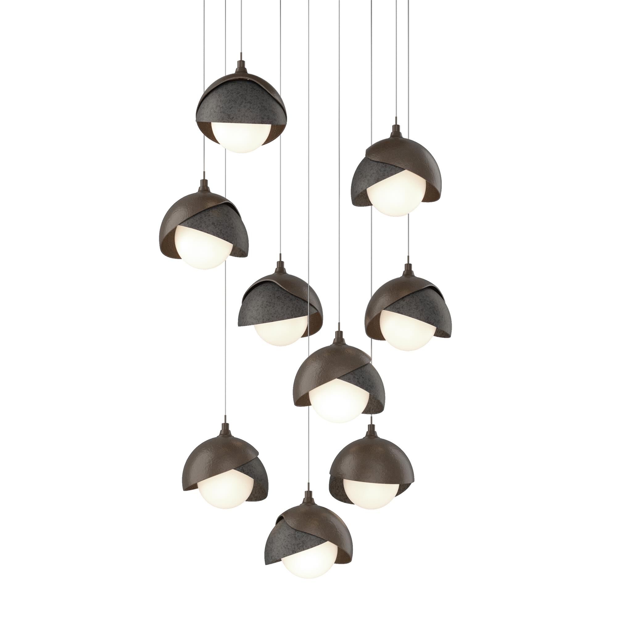 Shown in Bronze finish and Opal glass and Natural Iron accent