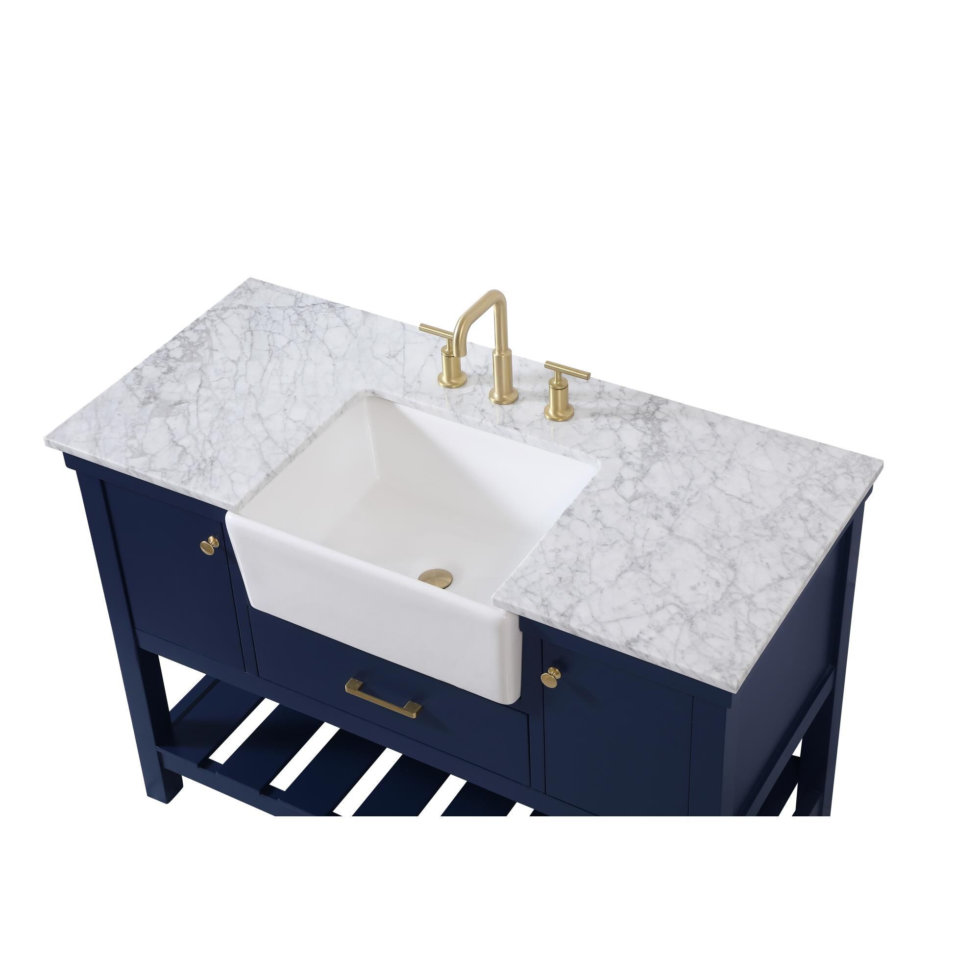 Shown in Blue finish and Without Backsplash accent