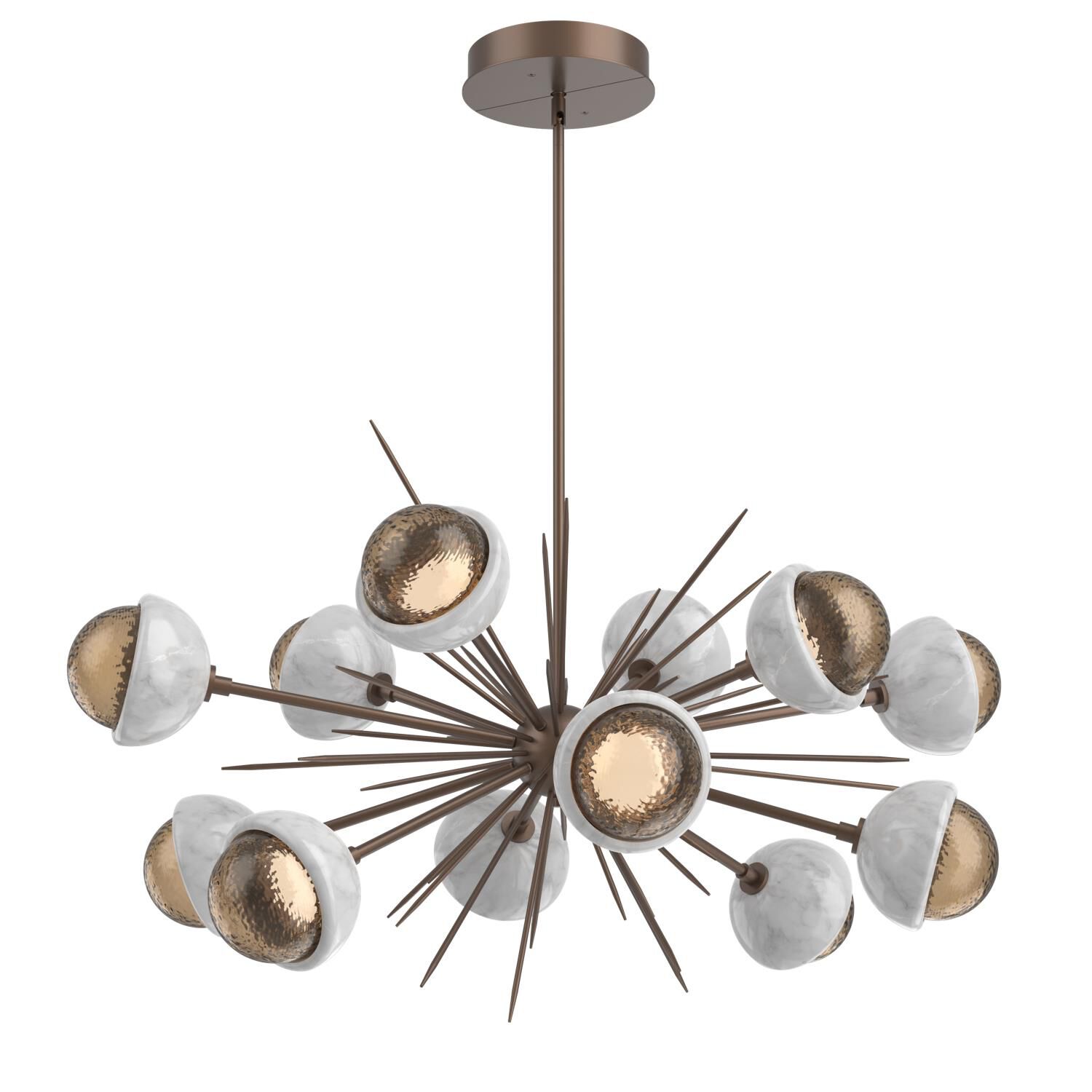 Shown in Burnished Bronze finish and Bronze glass and White Marble accent