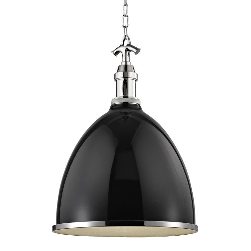 Shown in Black-Polished Nickel finish and Black, Clear shade