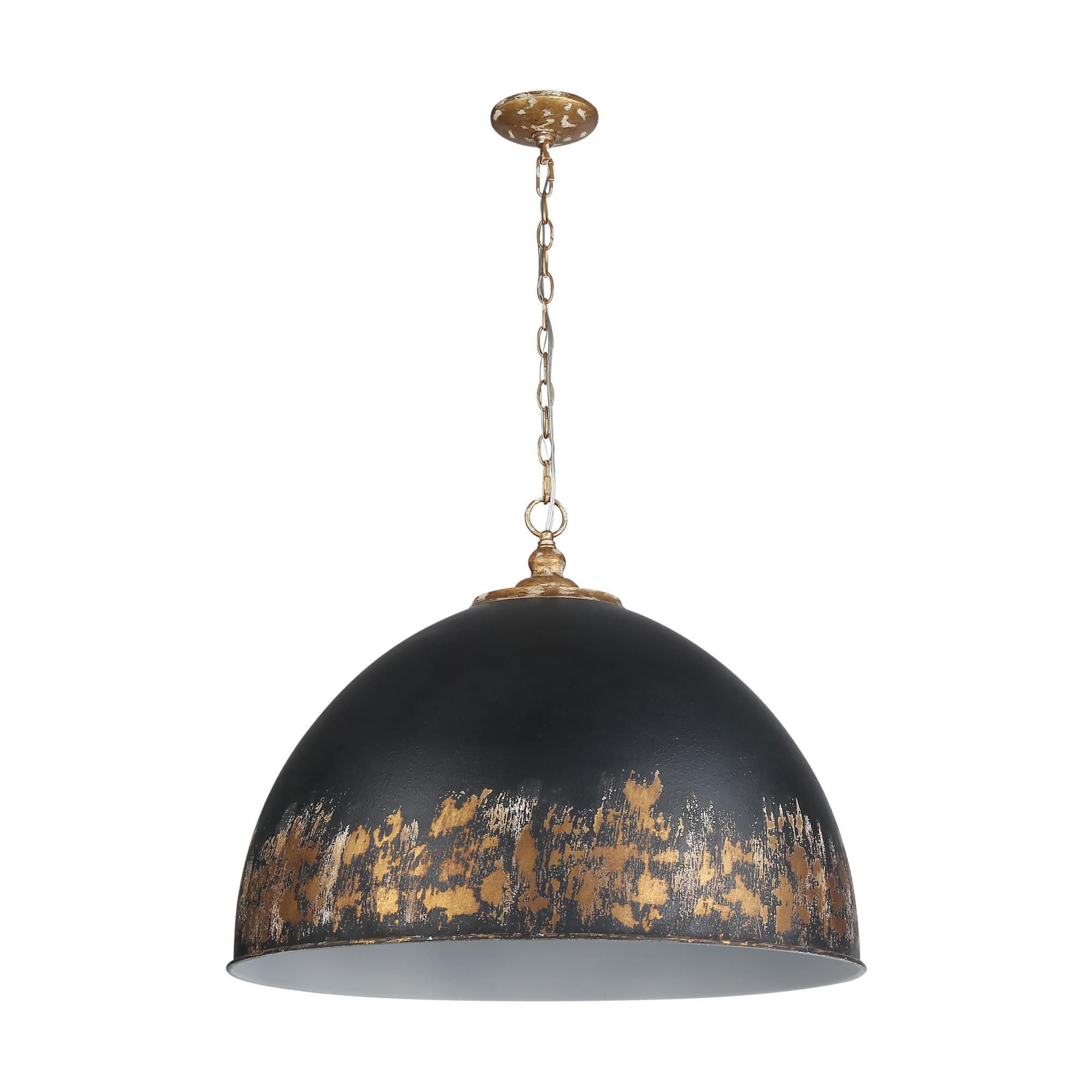 Shown in Vintage Gold finish and Weathered Black Iron shade