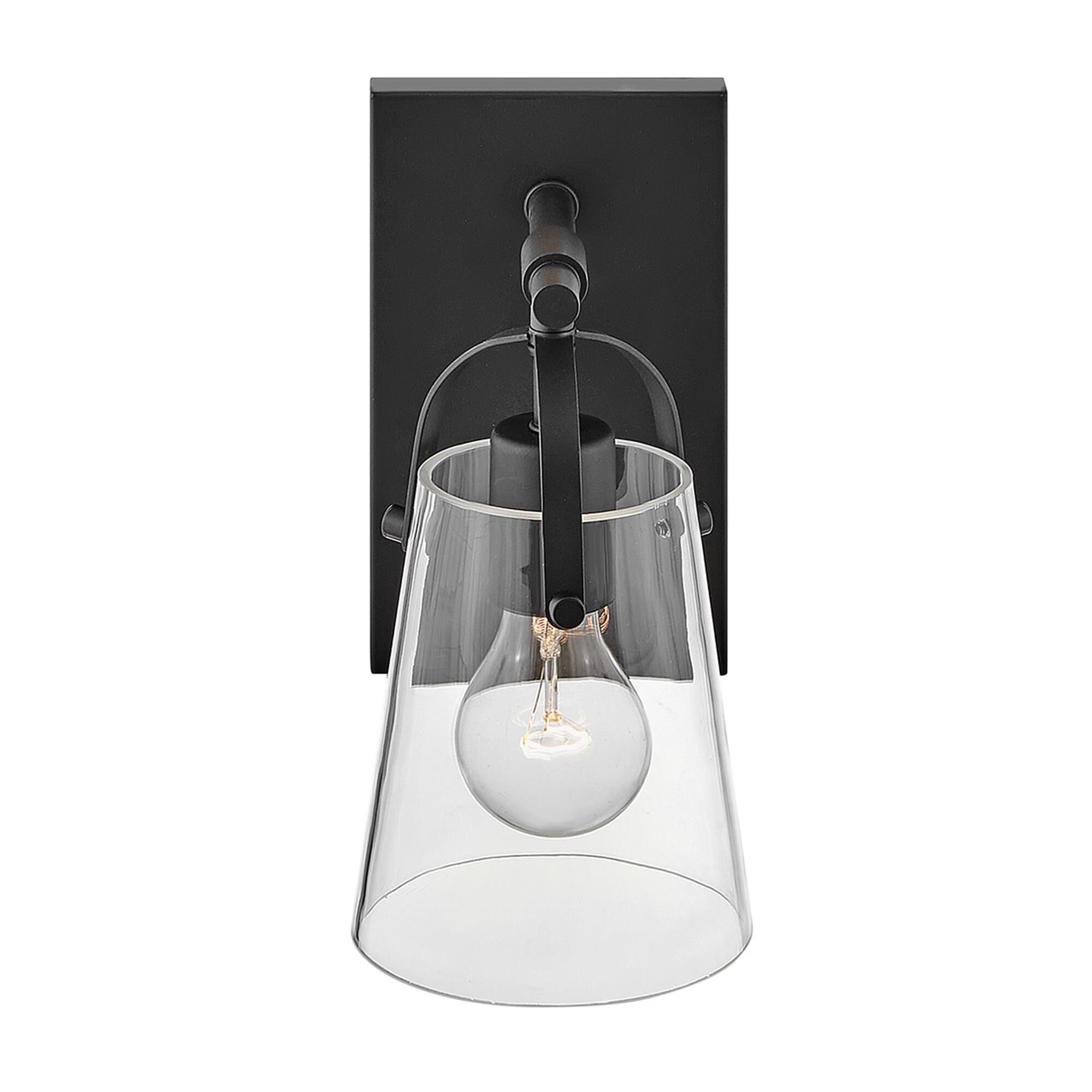 Shown in Black finish and Clear glass