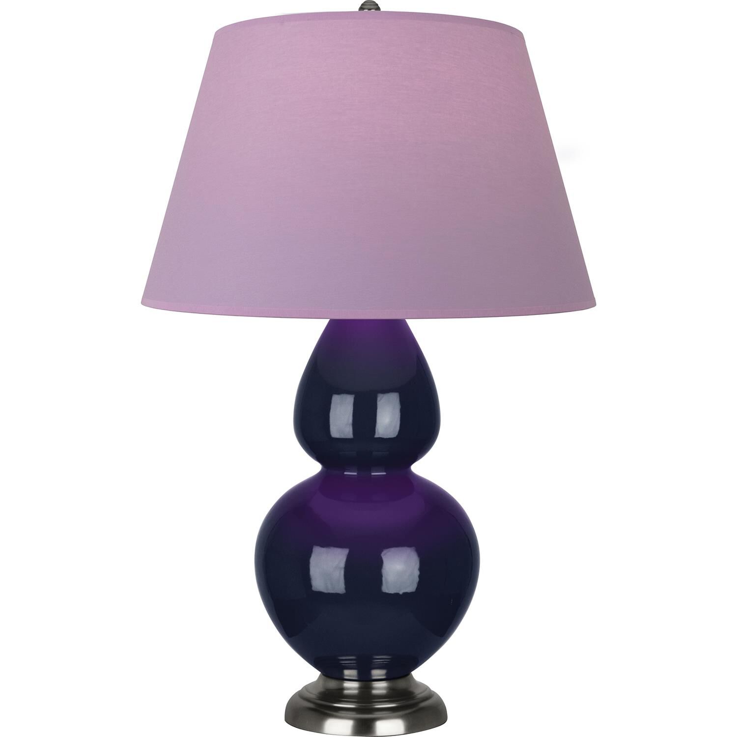 Shown in Midnight Blue finish and Lavender and Plum shade and Antique Silver accent